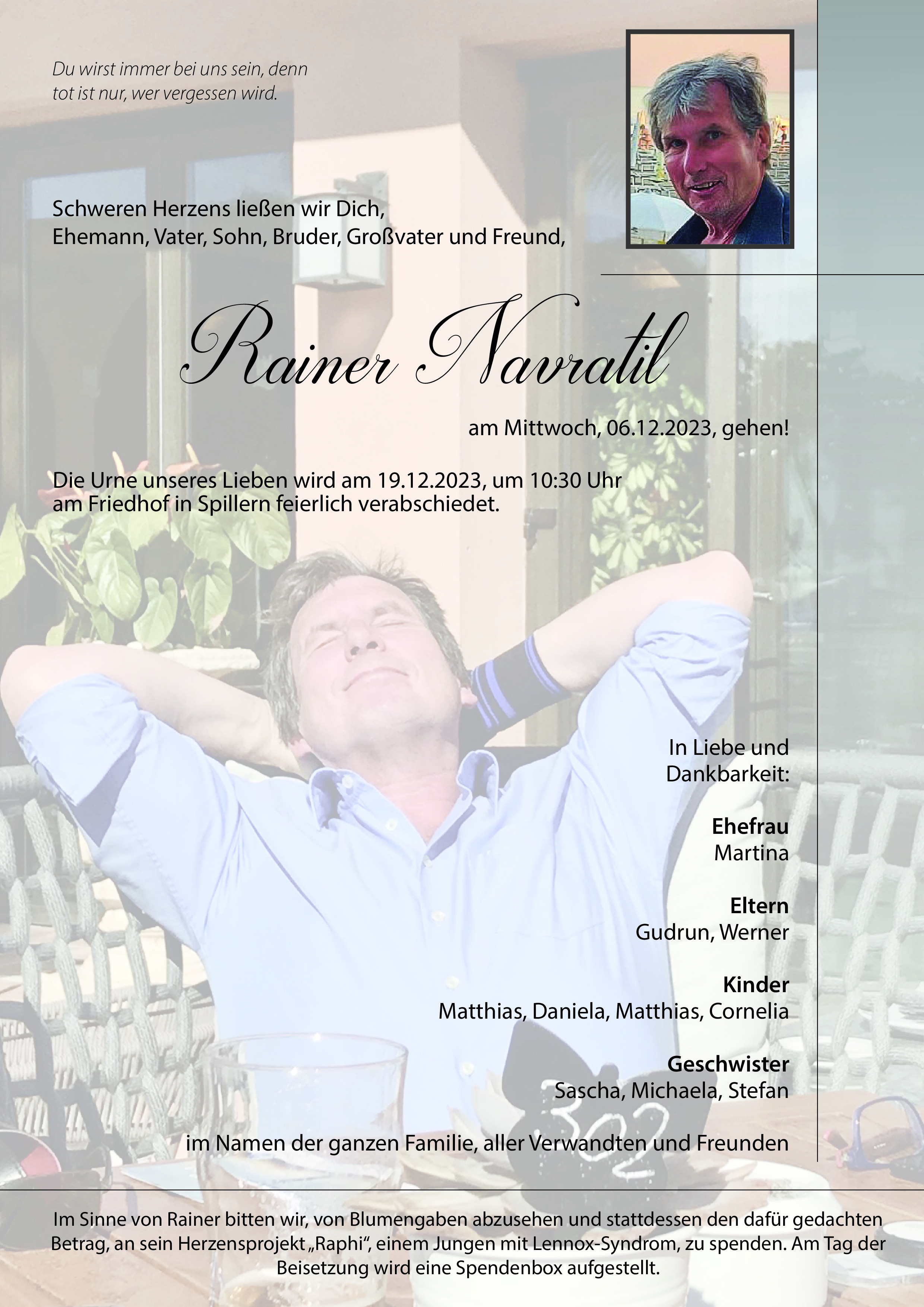 Traueranzeige von Rainer Navratil