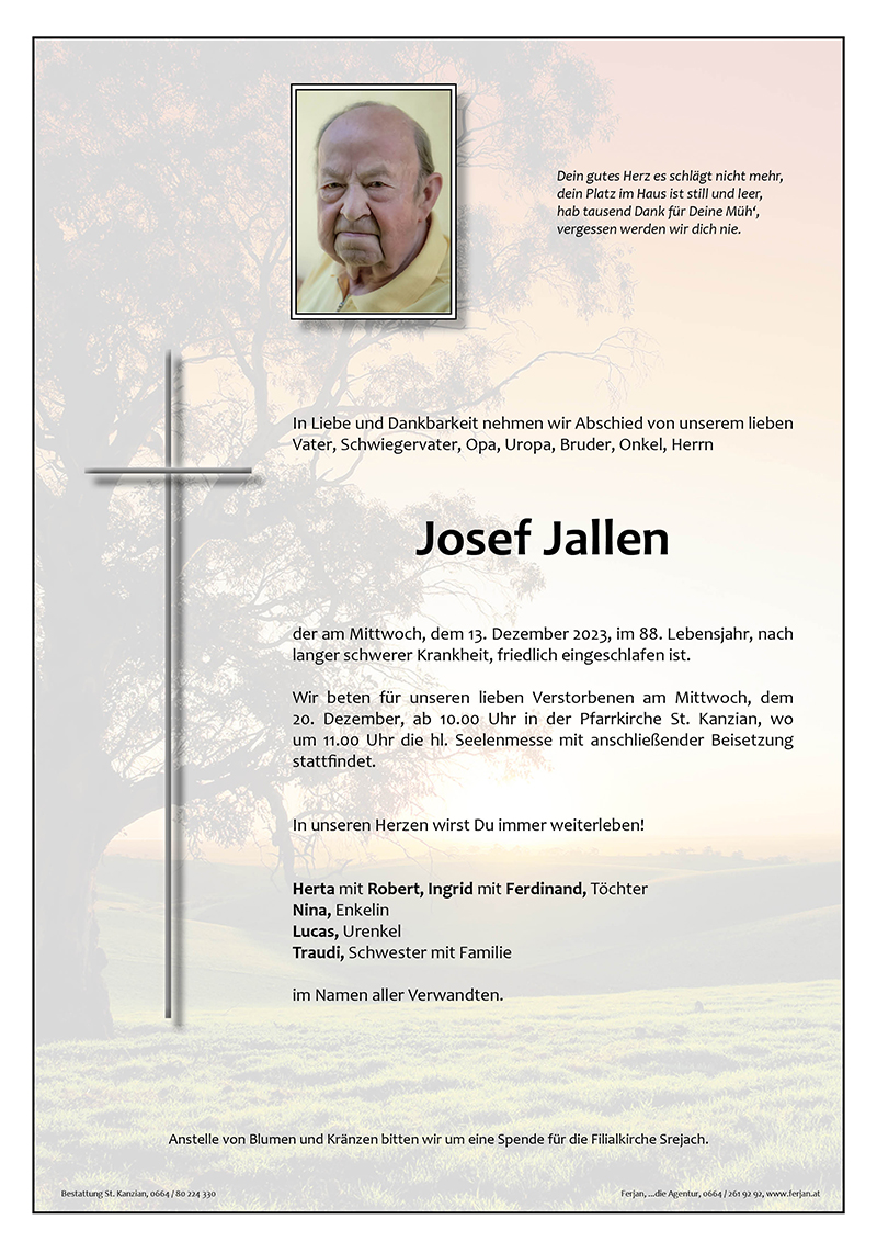 Traueranzeige von Josef Jallen