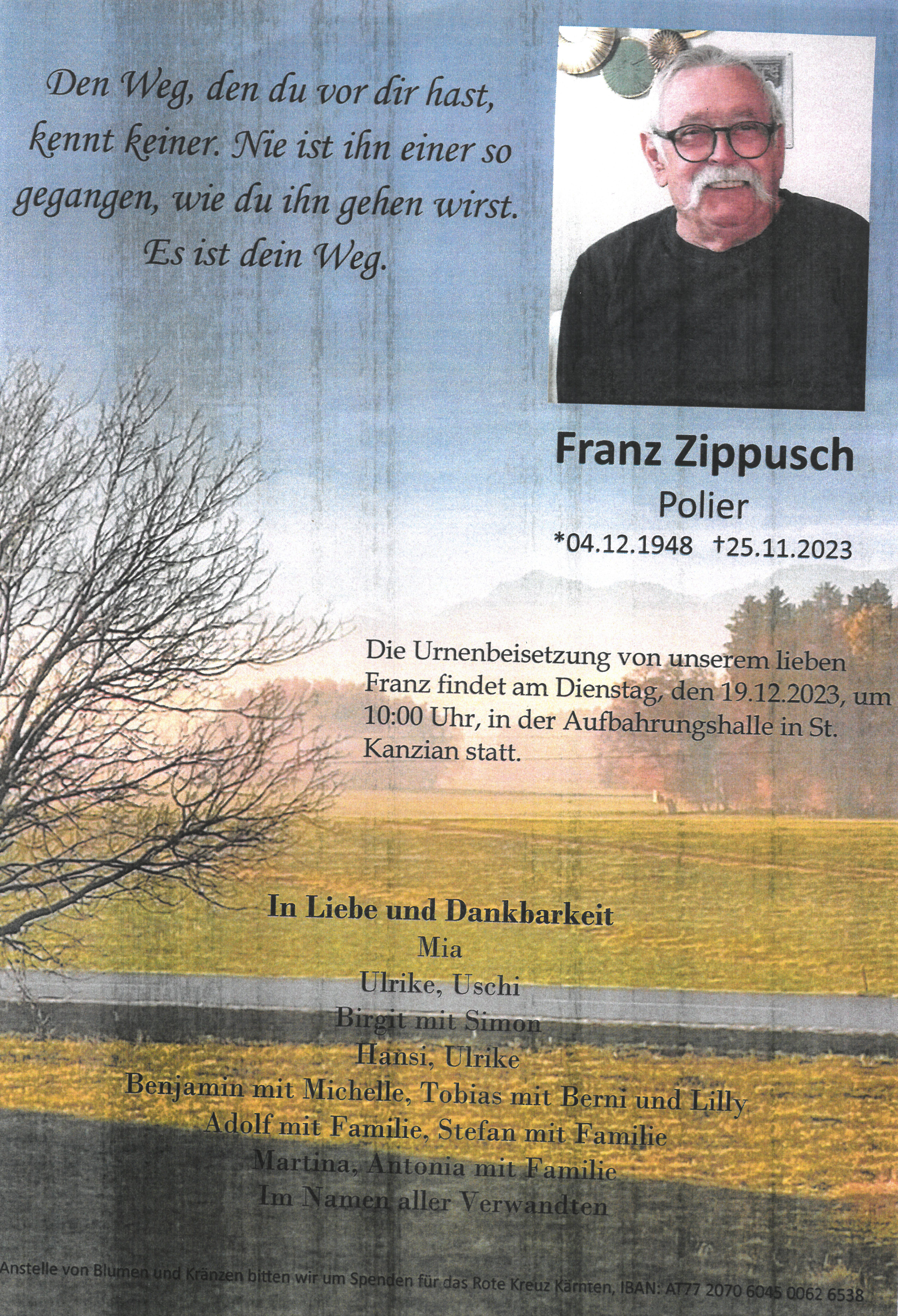 Traueranzeige von Franz Zippusch