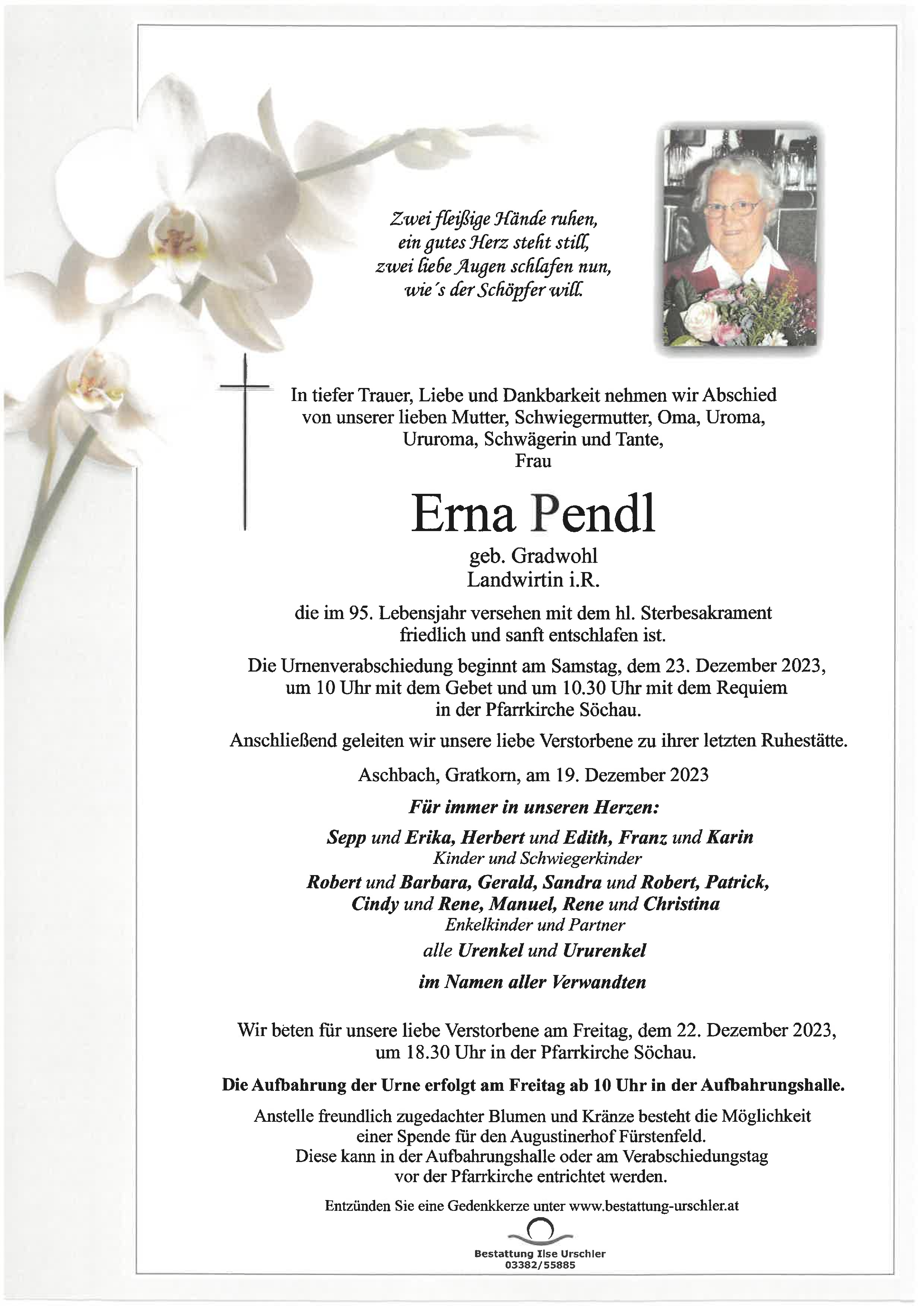 Traueranzeige von Erna Pendl