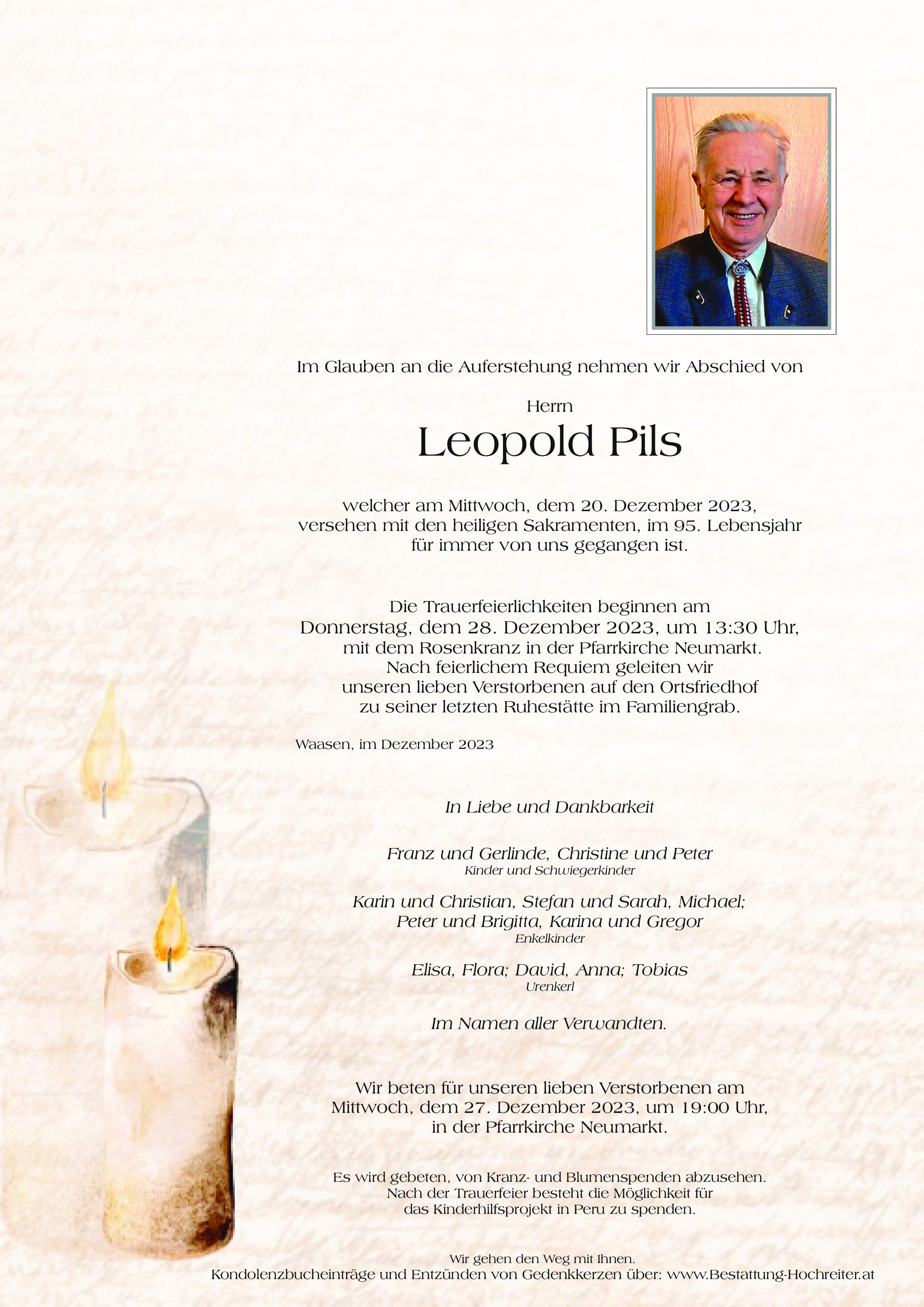 Traueranzeige von Leopold Pils