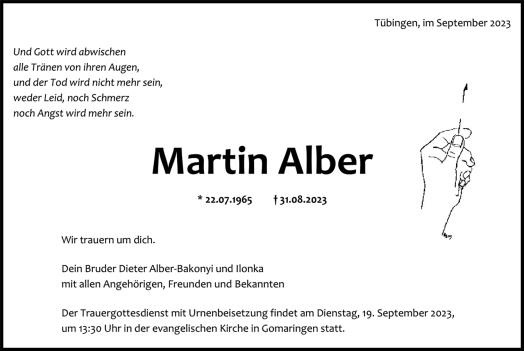Traueranzeige von Martin Alber