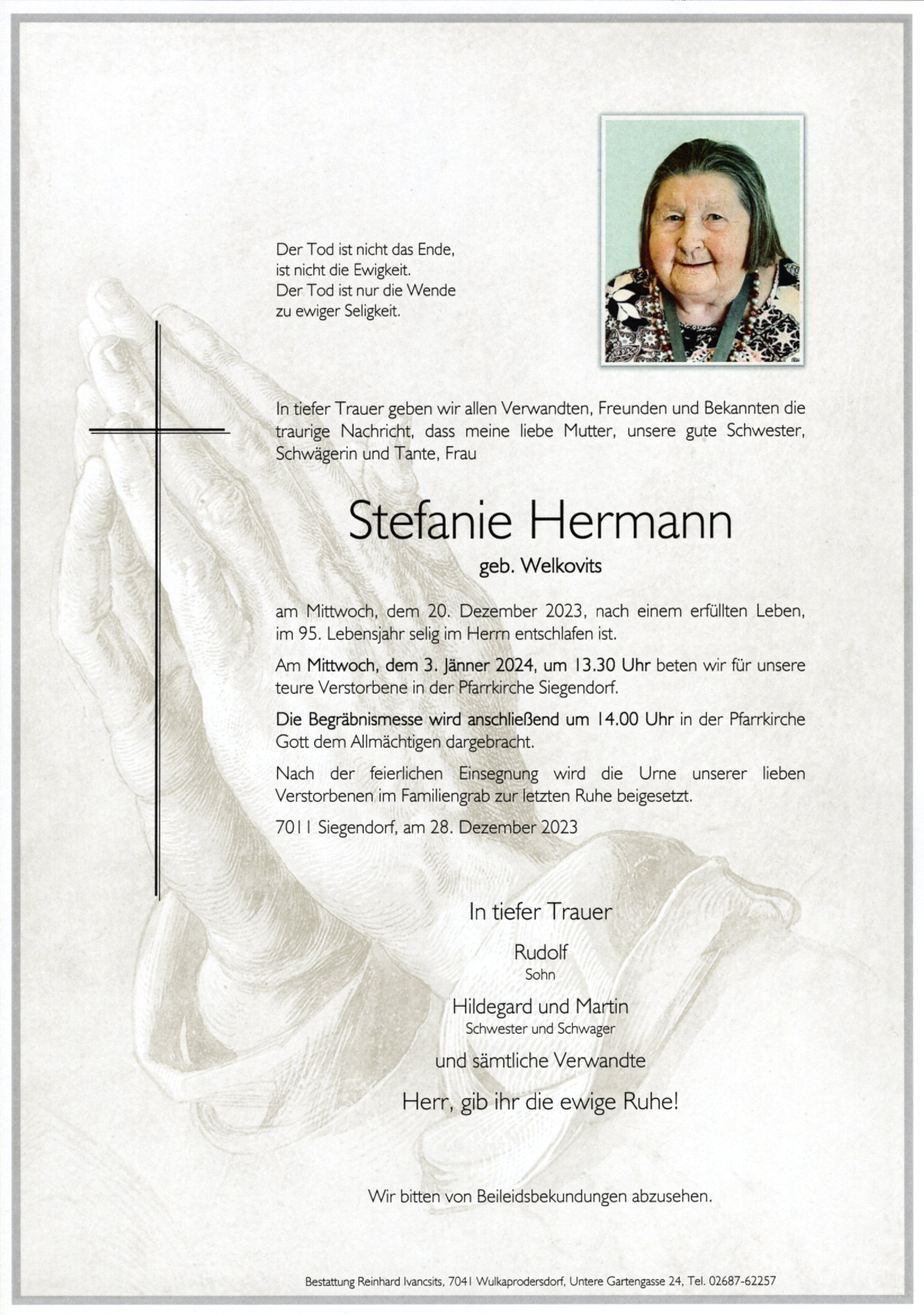 Traueranzeige von Stefanie Hermann