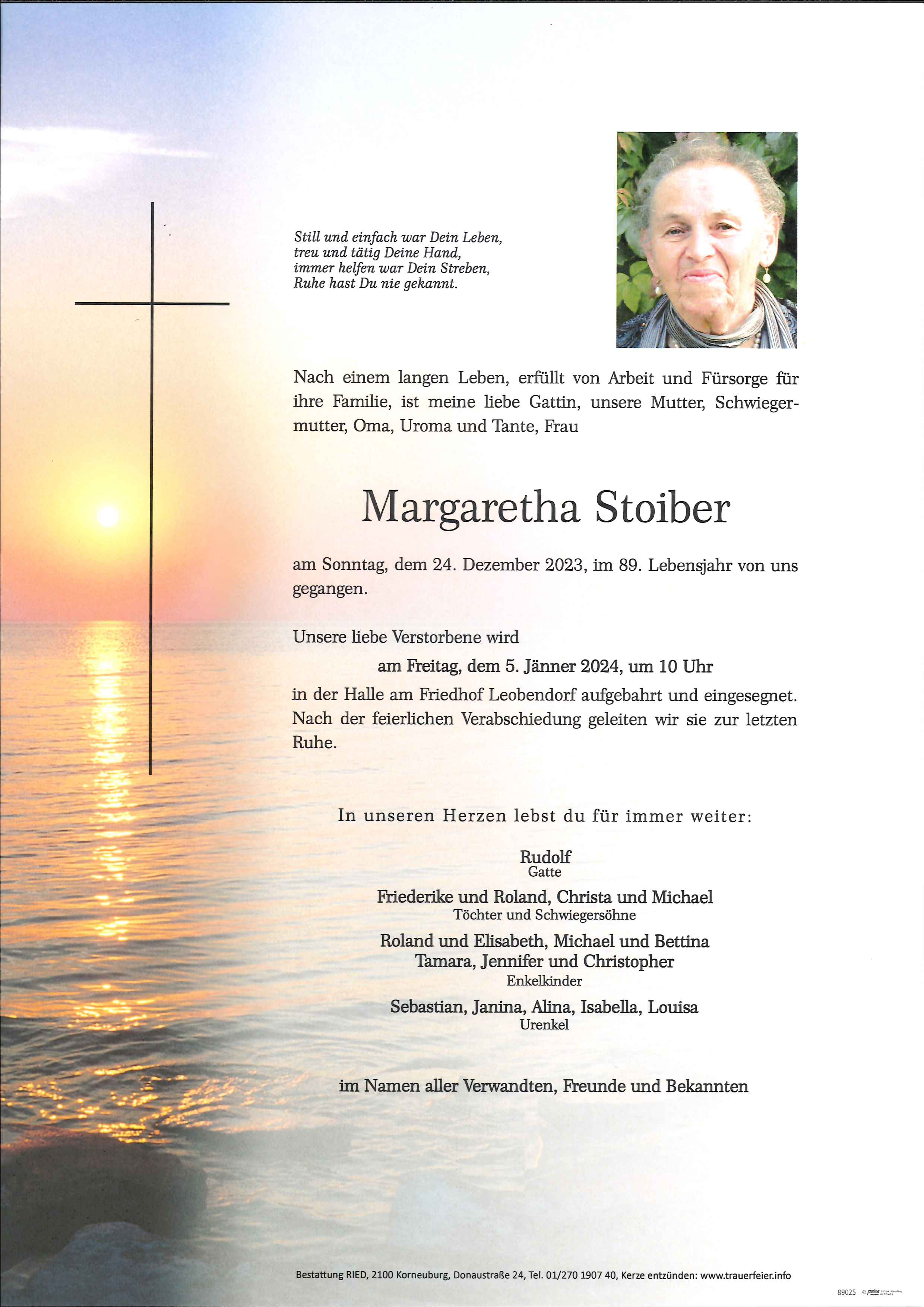 Traueranzeige von Margaretha Stoiber