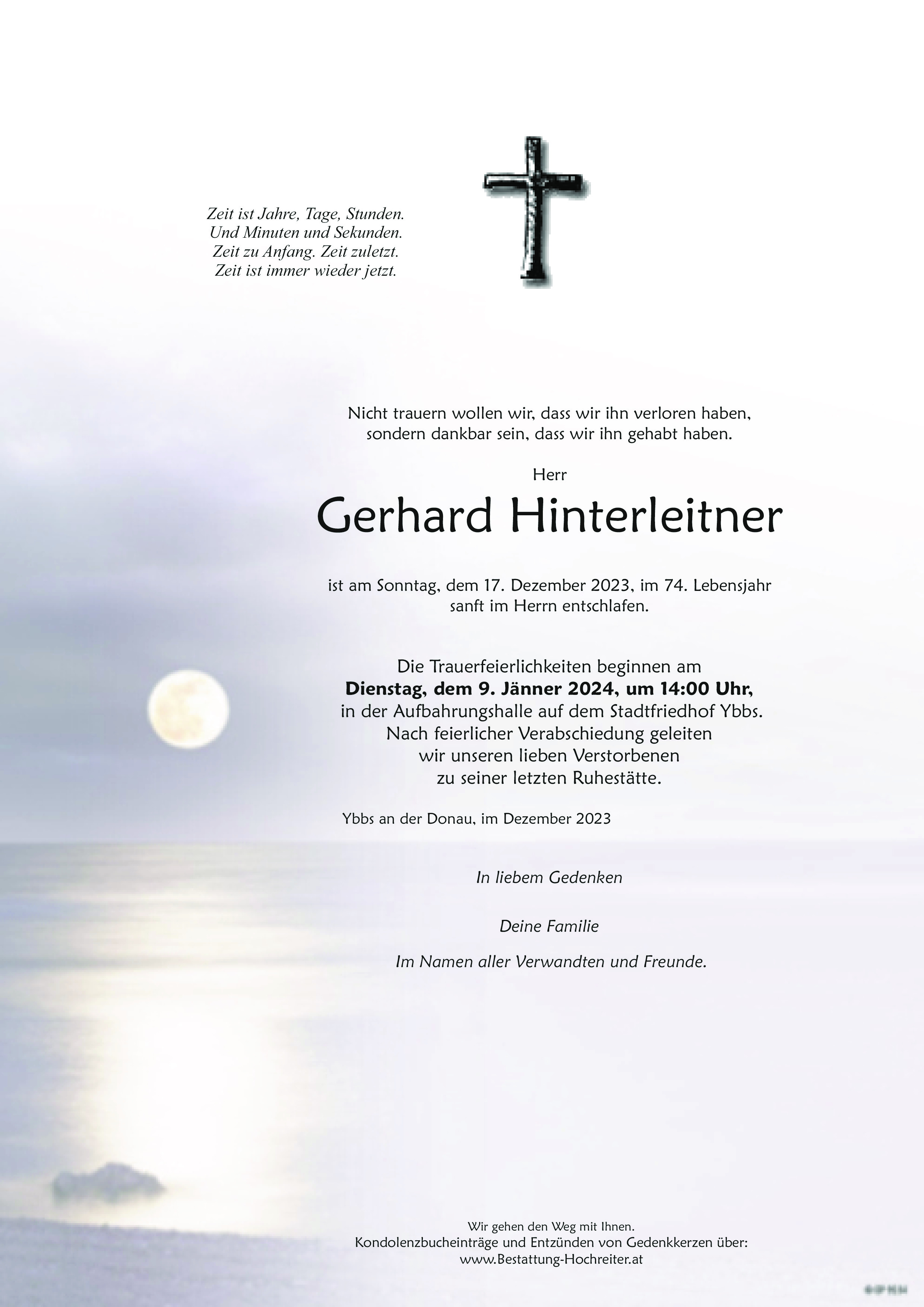 Traueranzeige von Gerhard Hinterleitner