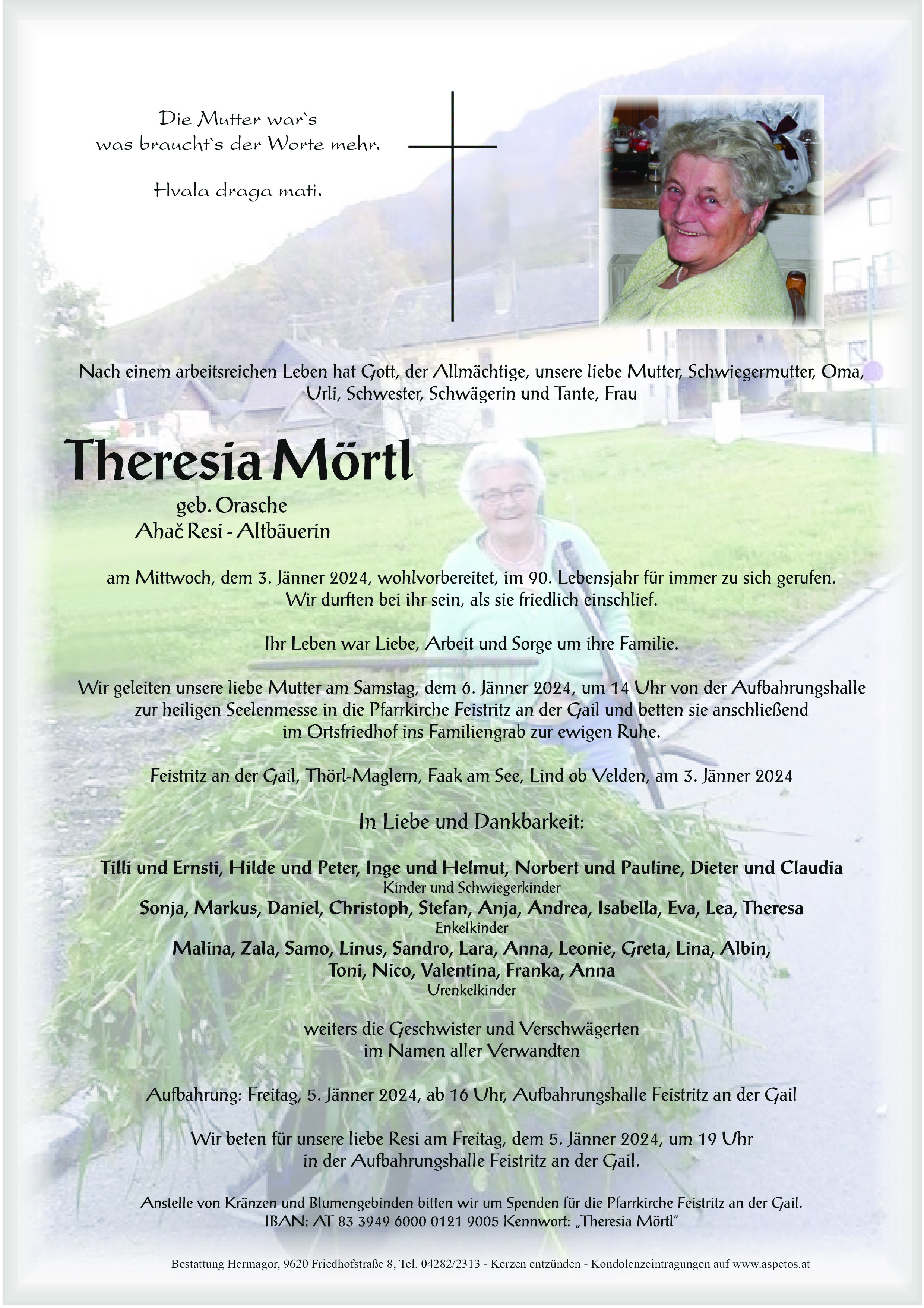 Traueranzeige von Theresia Mörtl