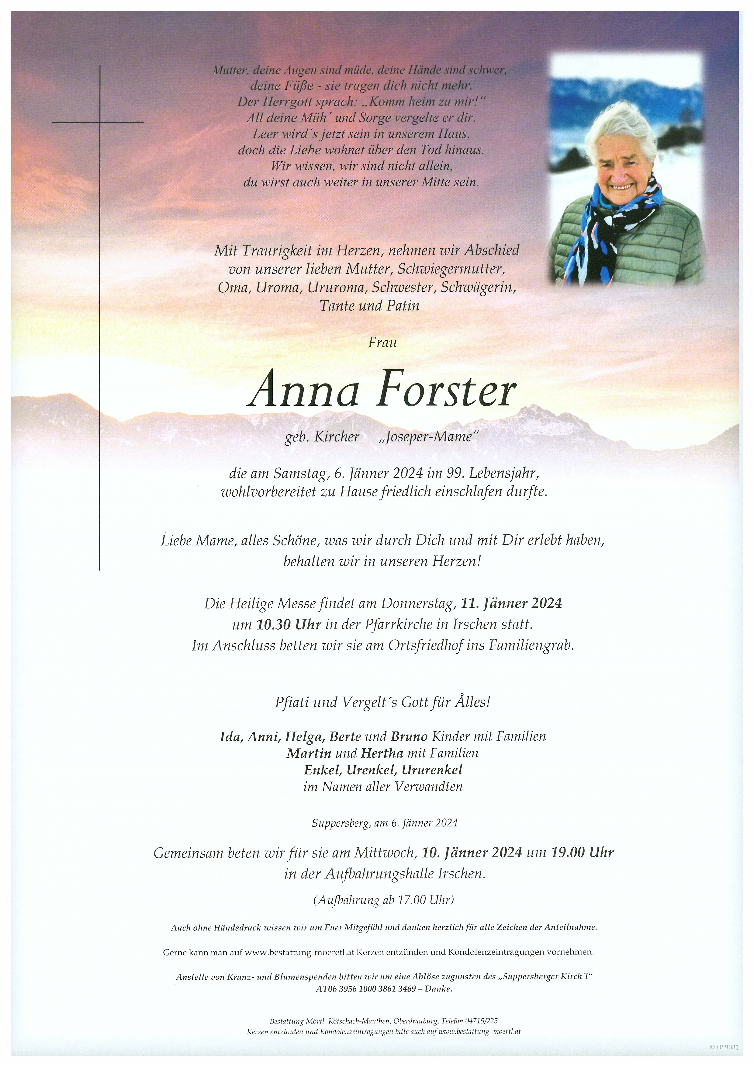 Traueranzeige von Anna  Forster