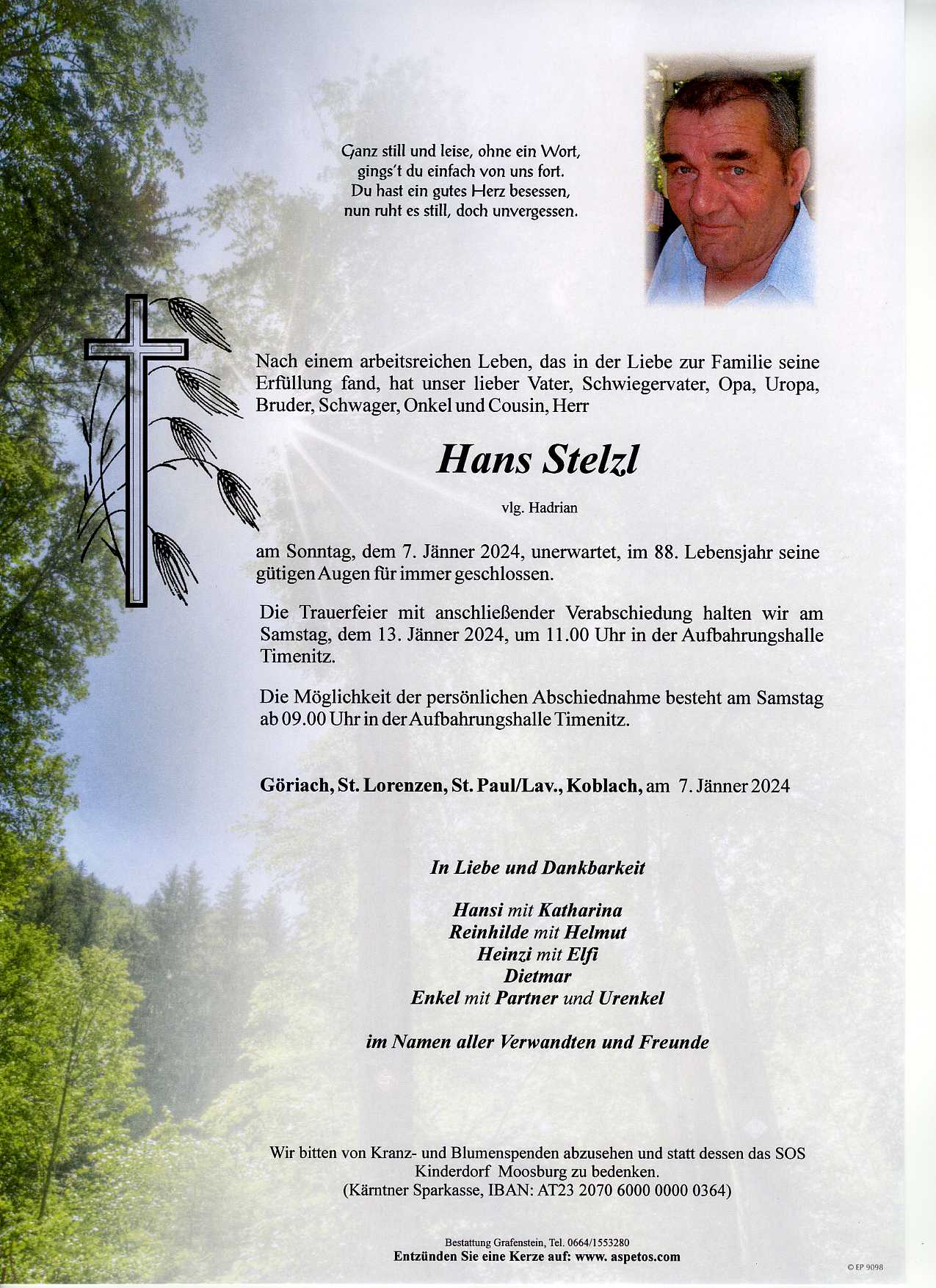 Traueranzeige von Johann Stelzl