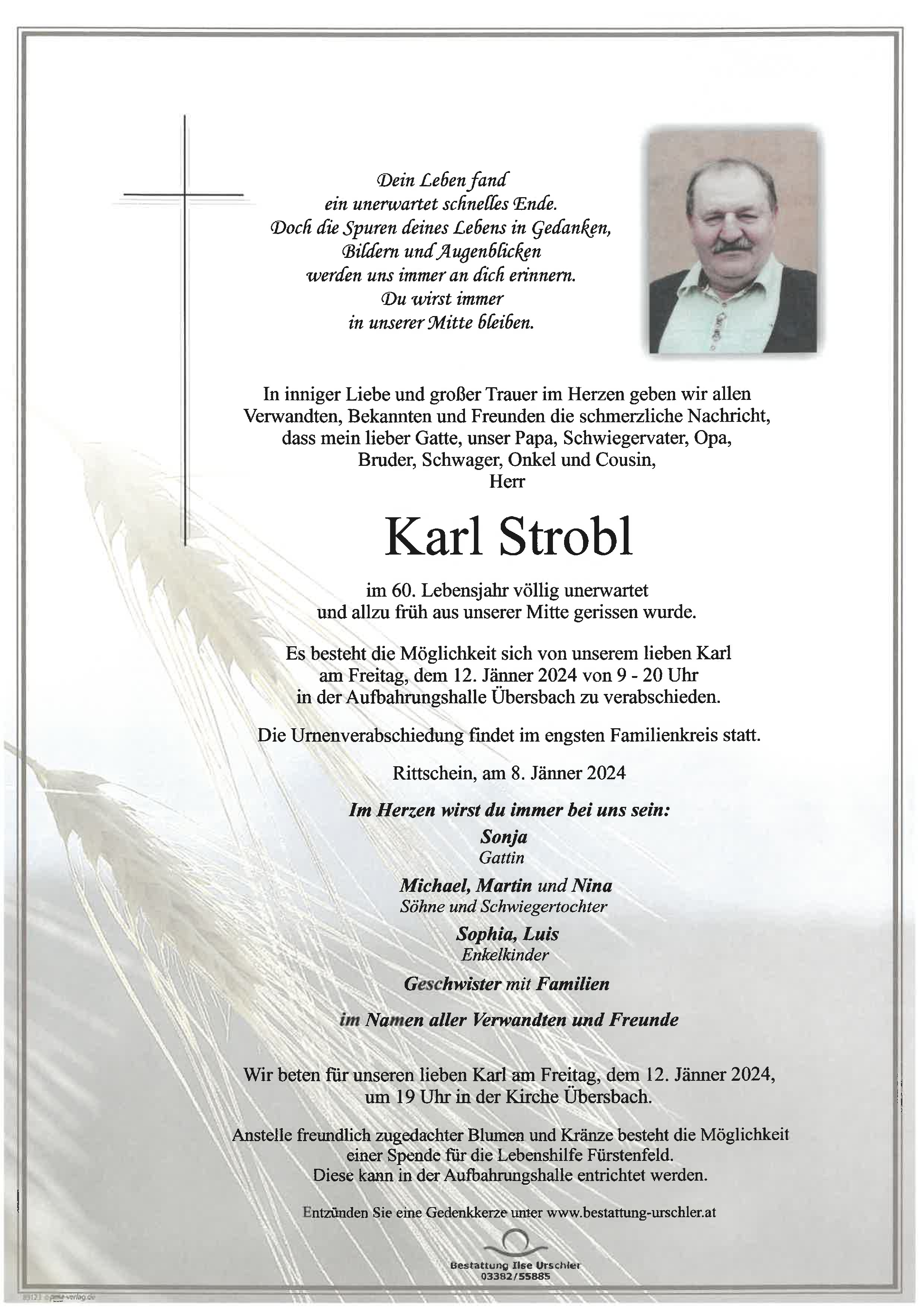 Traueranzeige von Karl Strobl