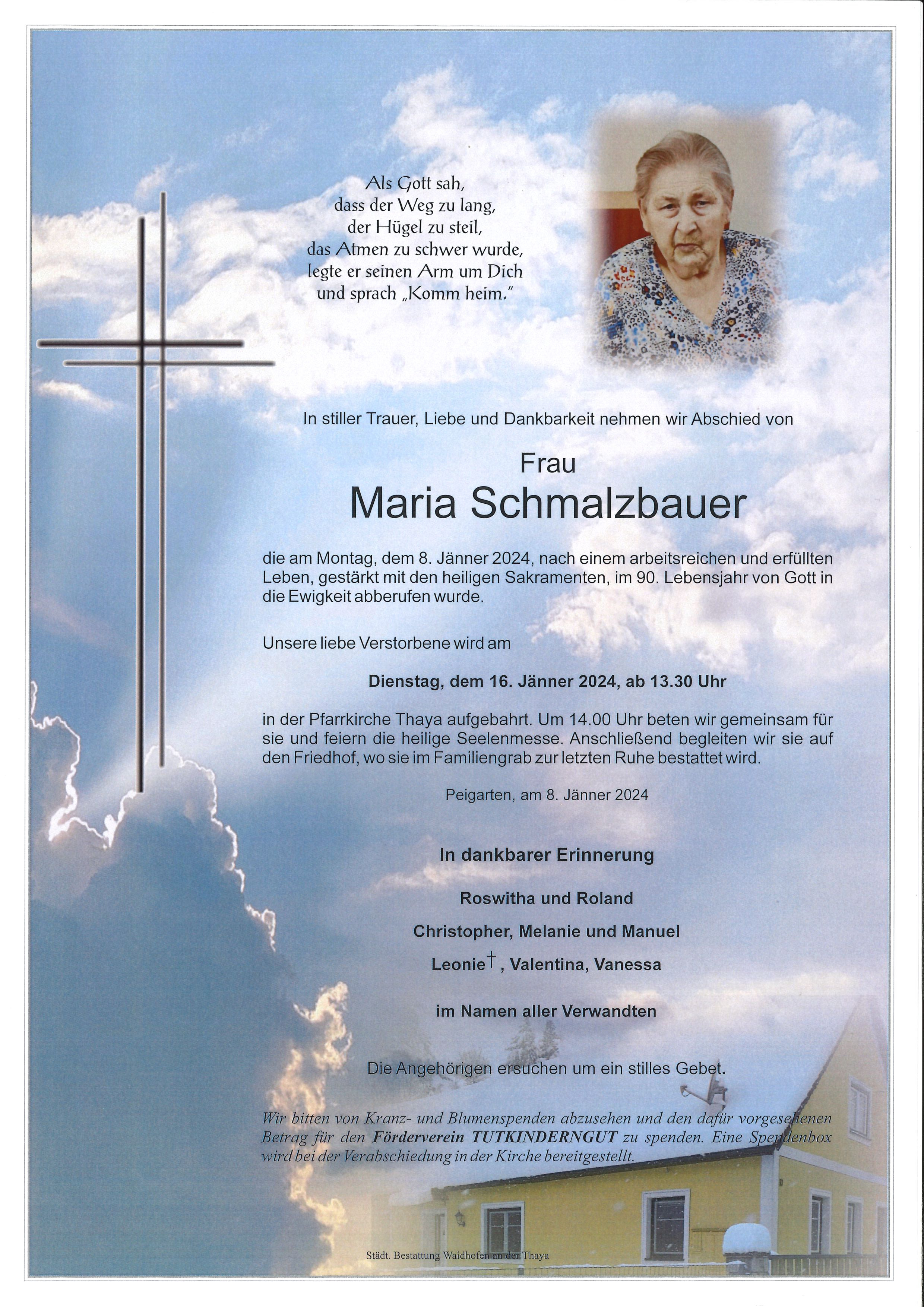 Traueranzeige von Maria Schmalzbauer