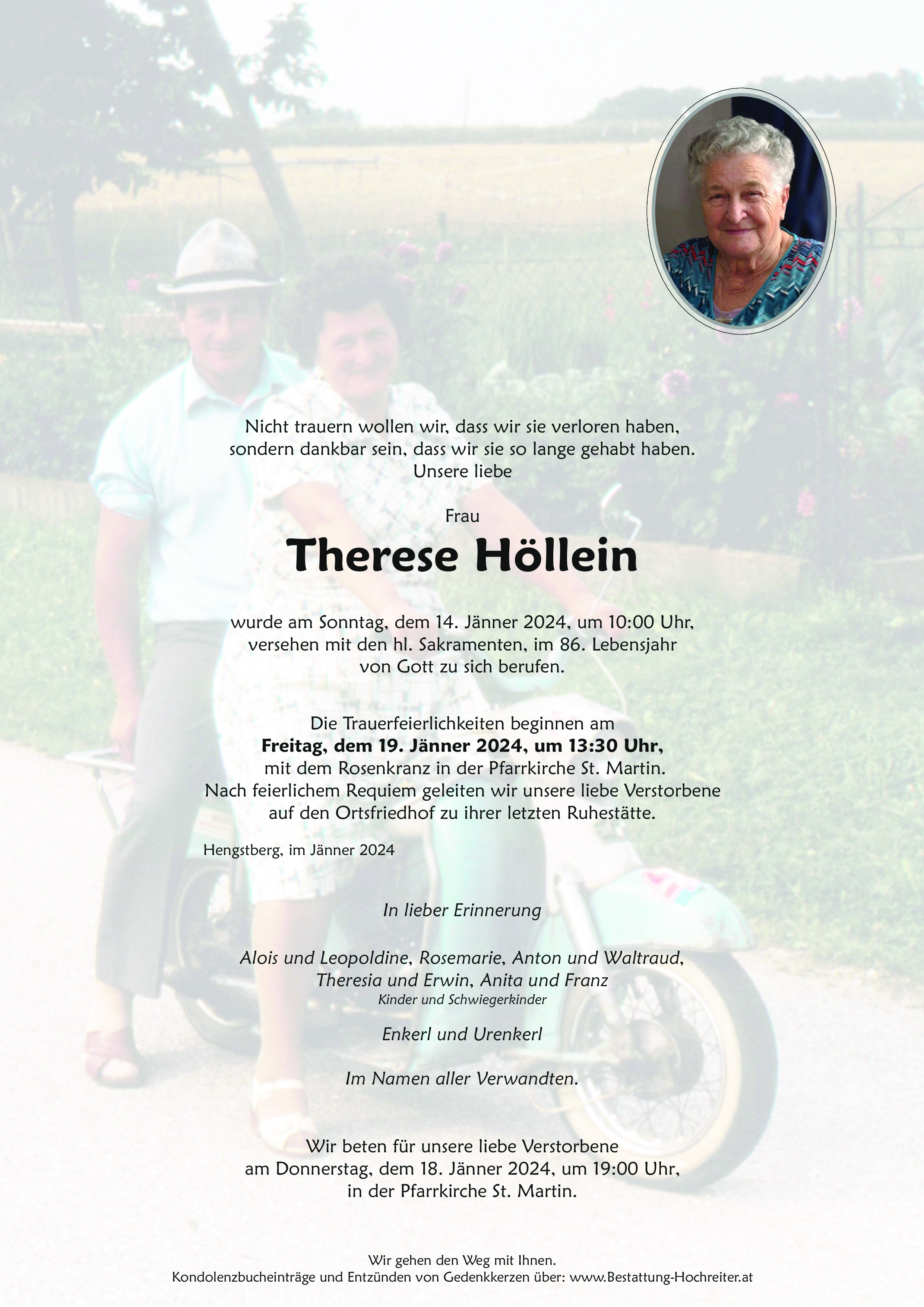 Traueranzeige von Therese Höllein
