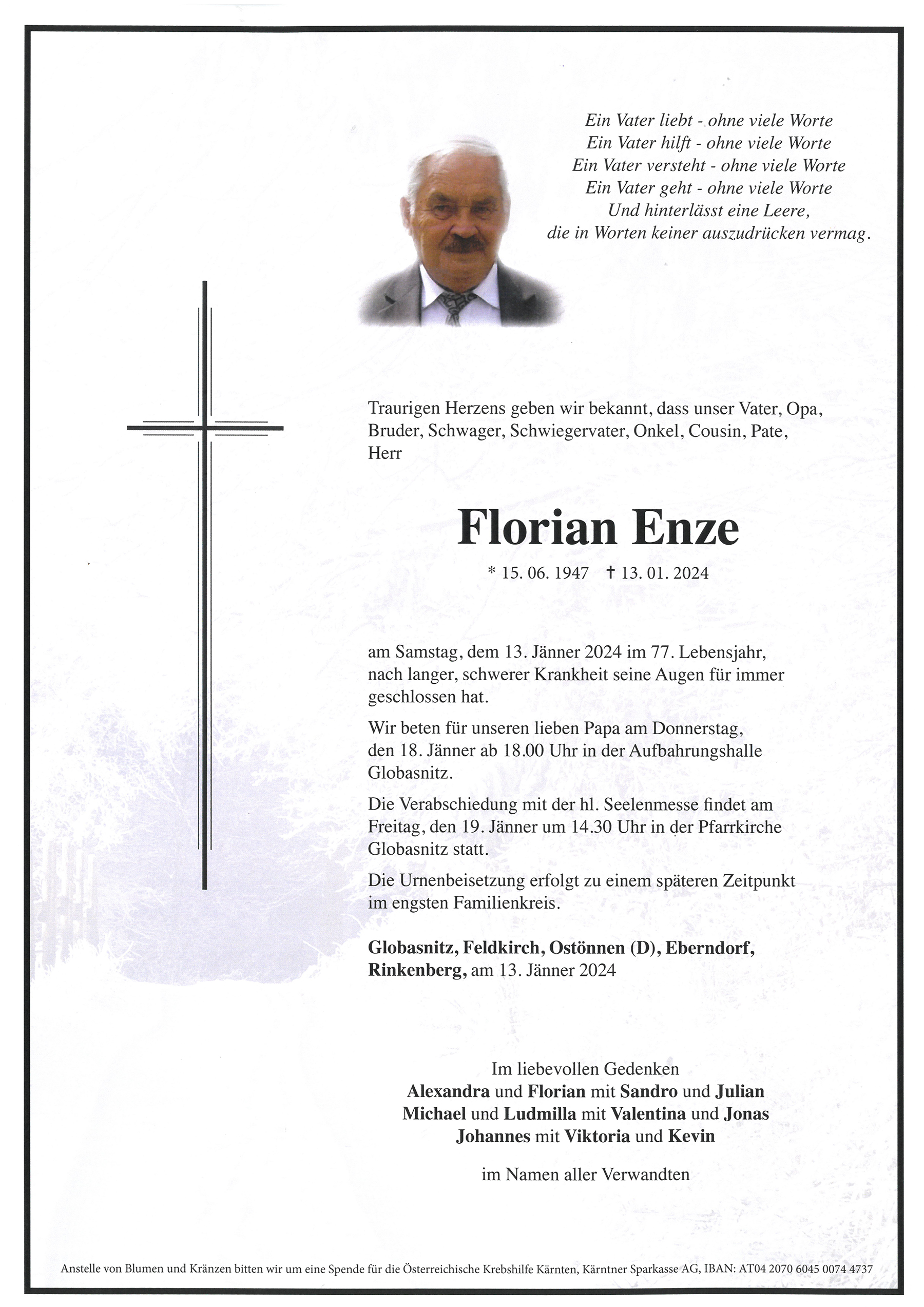 Traueranzeige von Florian Enze
