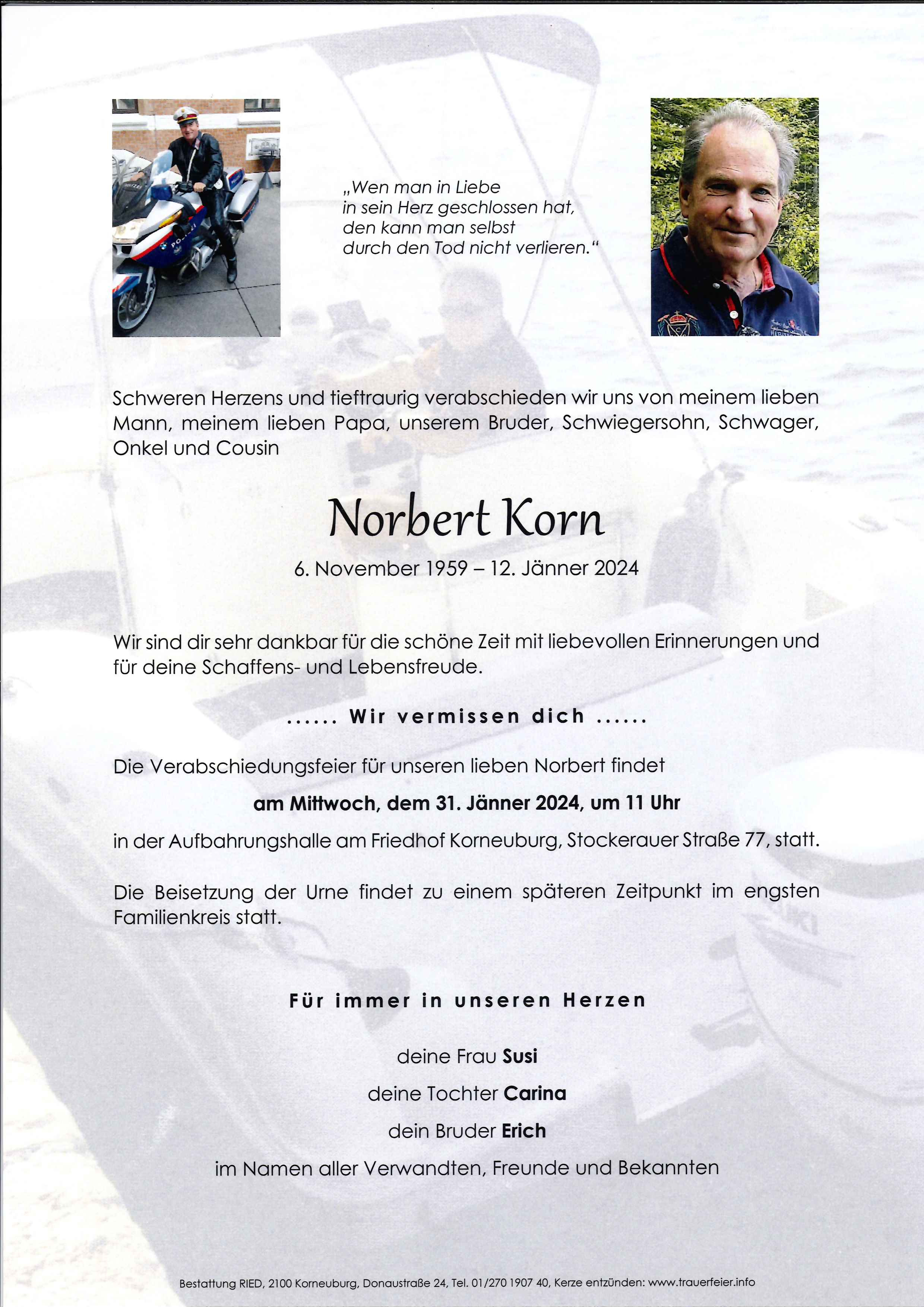 Traueranzeige von Norbert Korn