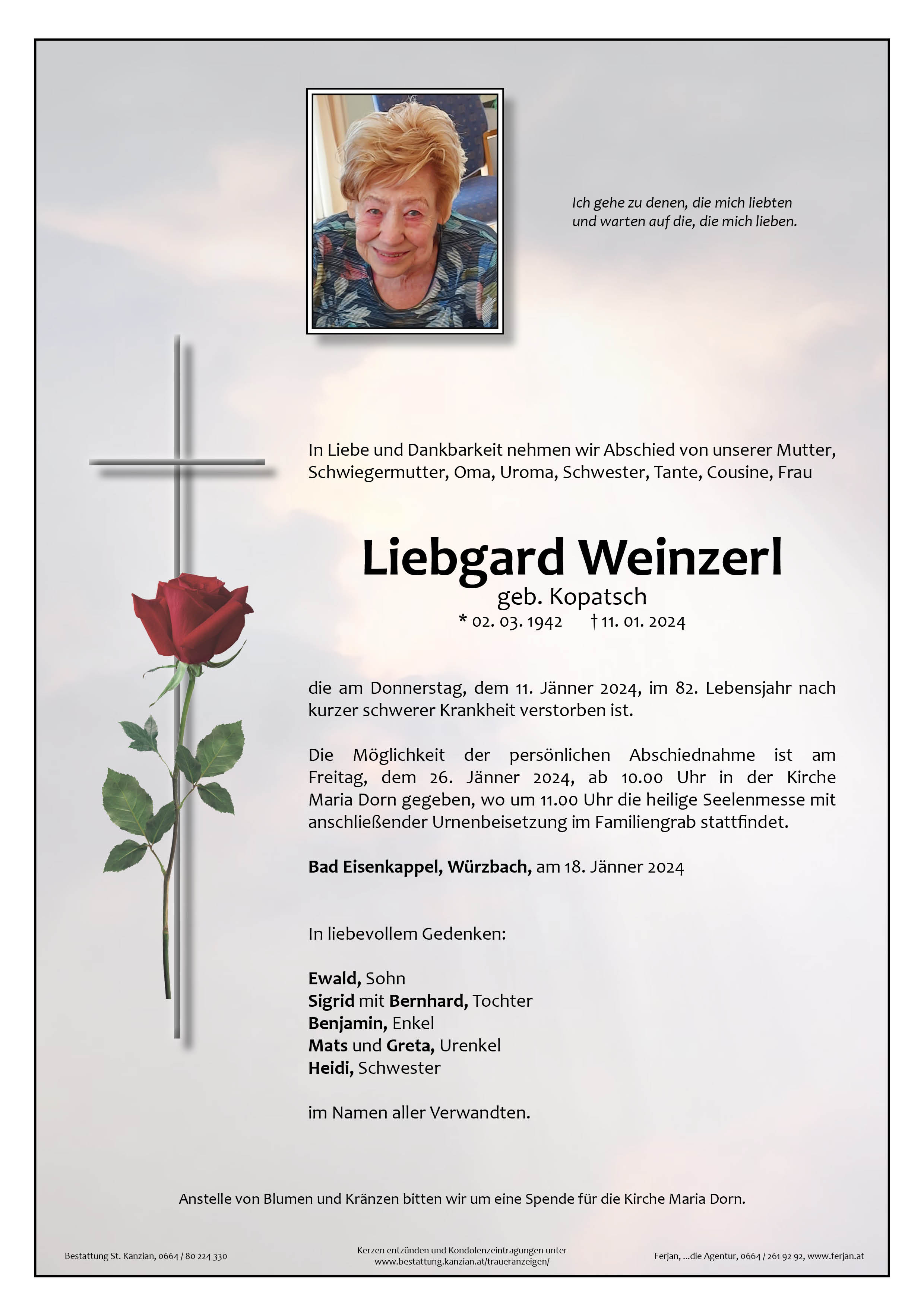 Traueranzeige von Liebgard Weinzerl