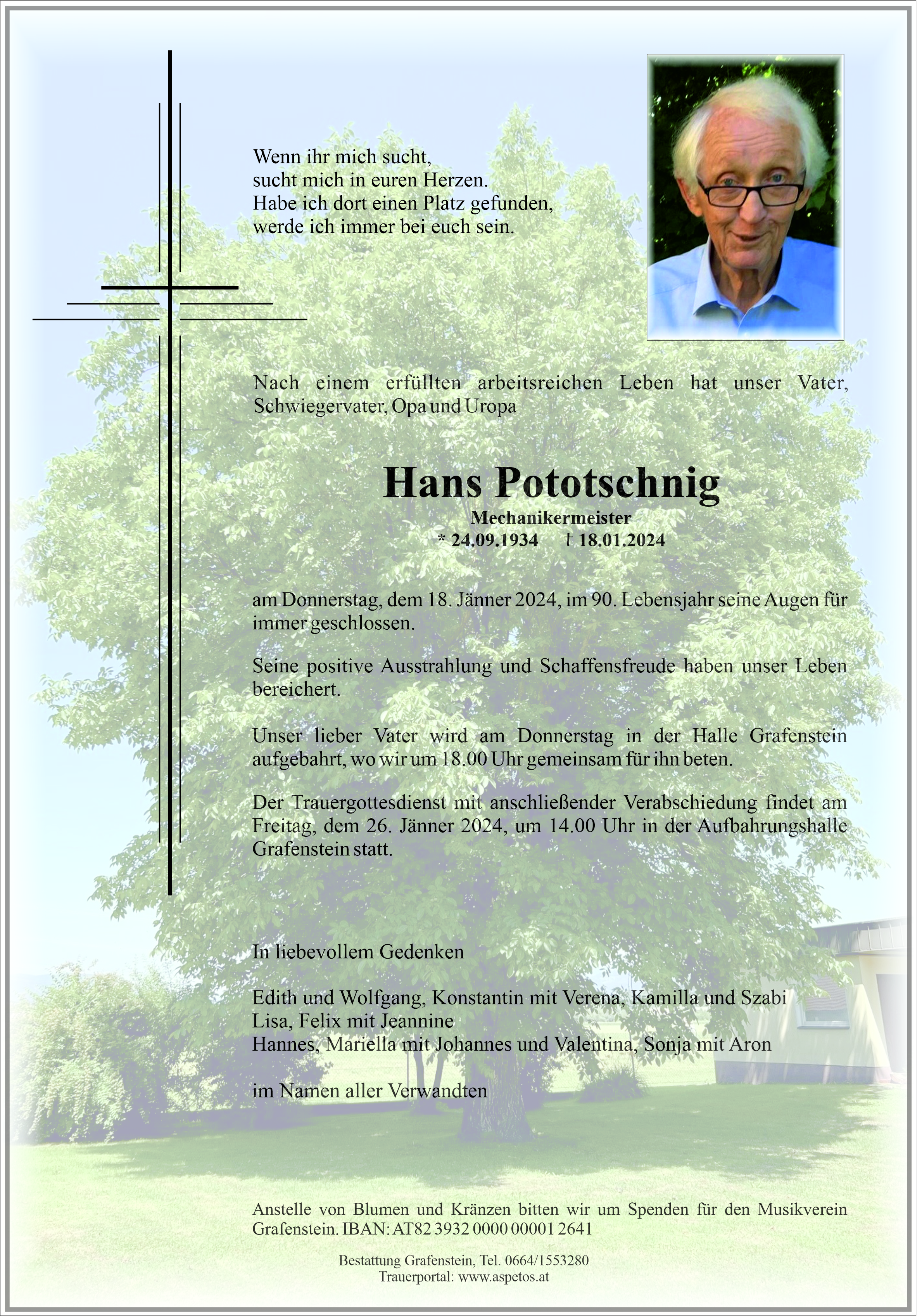 Traueranzeige von Johann Pototschnig
