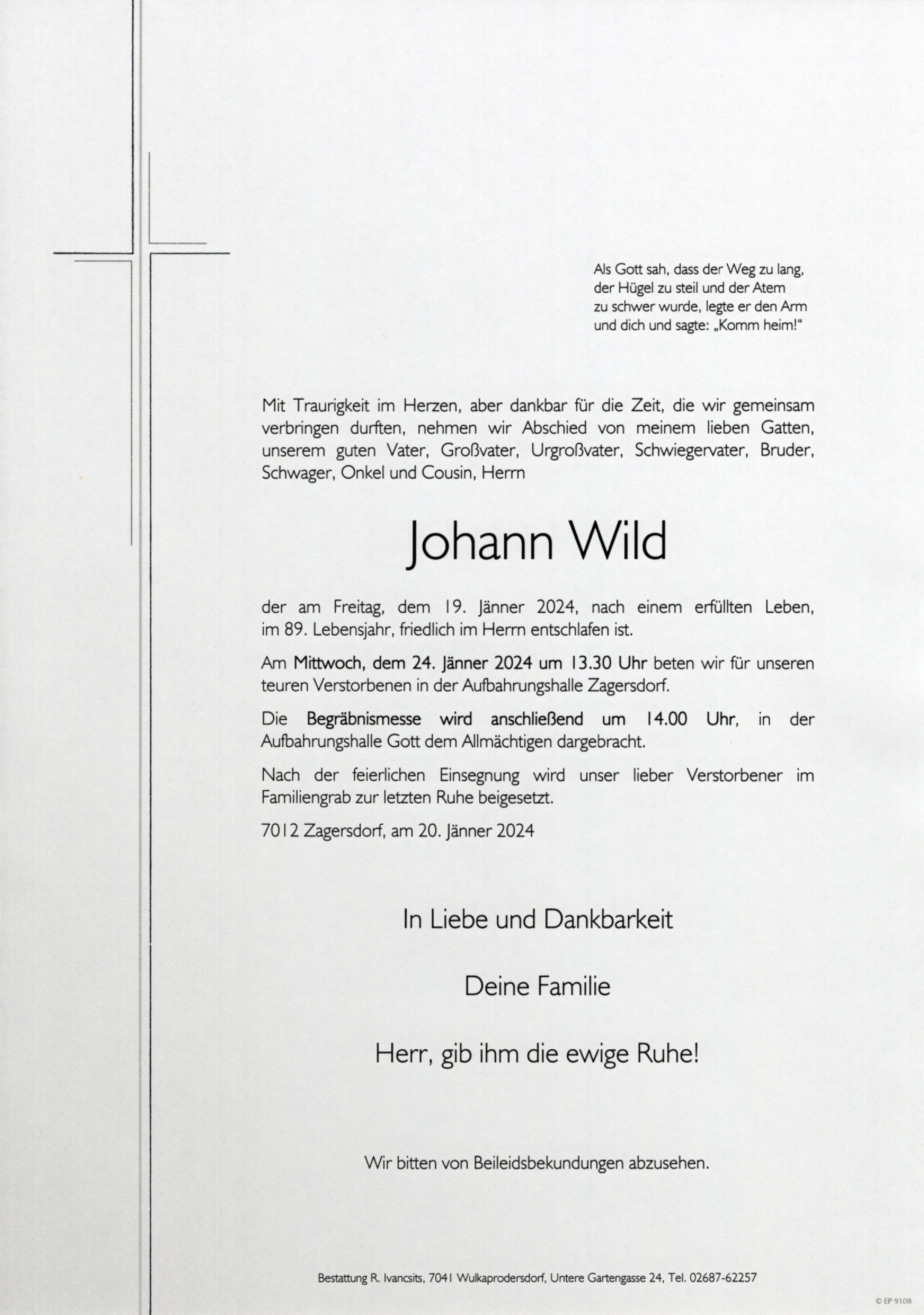 Traueranzeige von Johann Wild