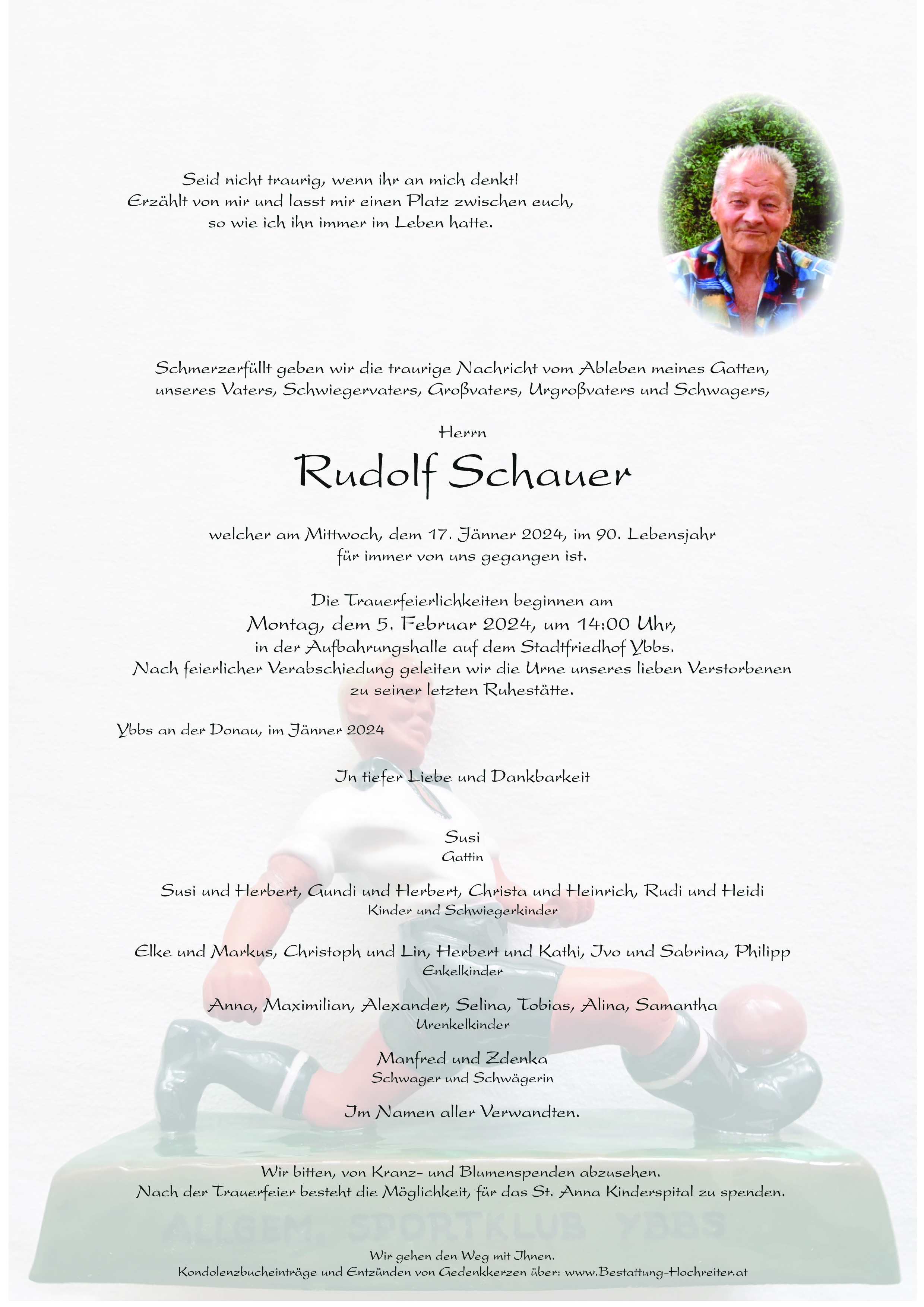 Traueranzeige von Rudolf Schauer