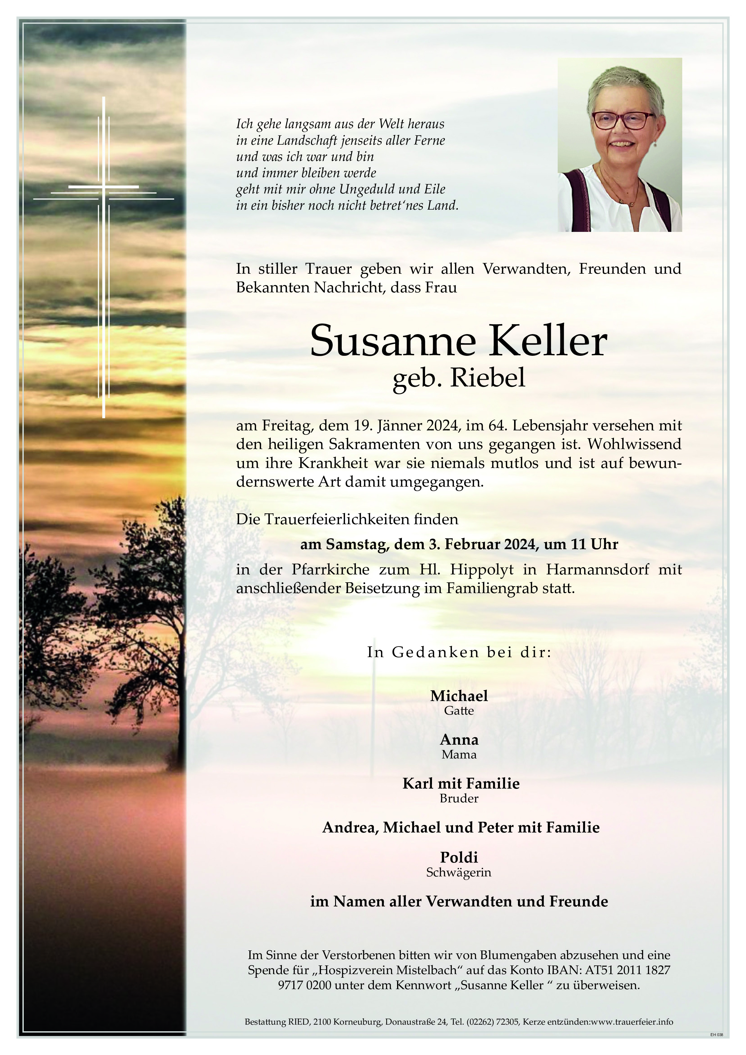 Traueranzeige von Susanne Keller