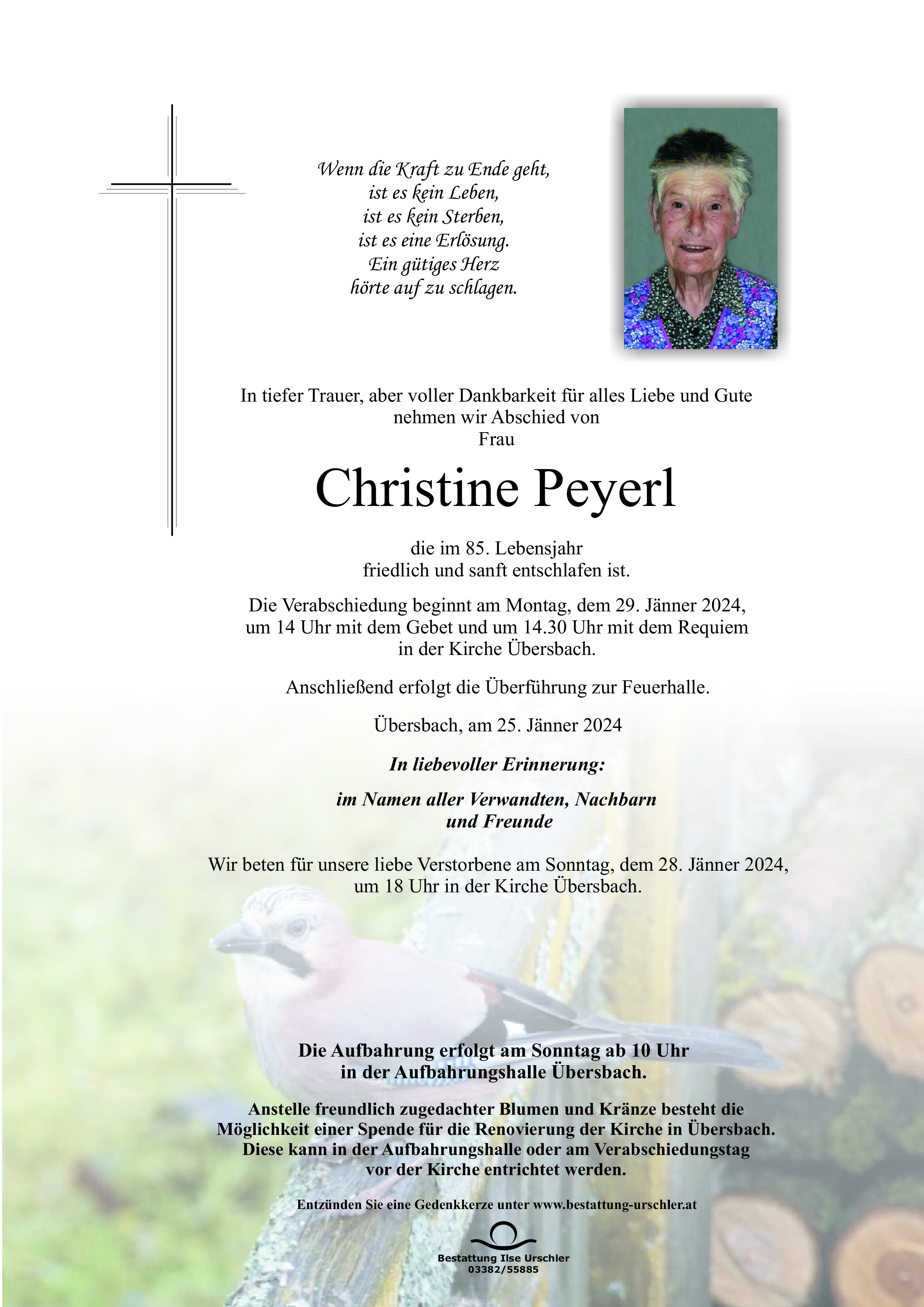 Traueranzeige von Christine Peyerl