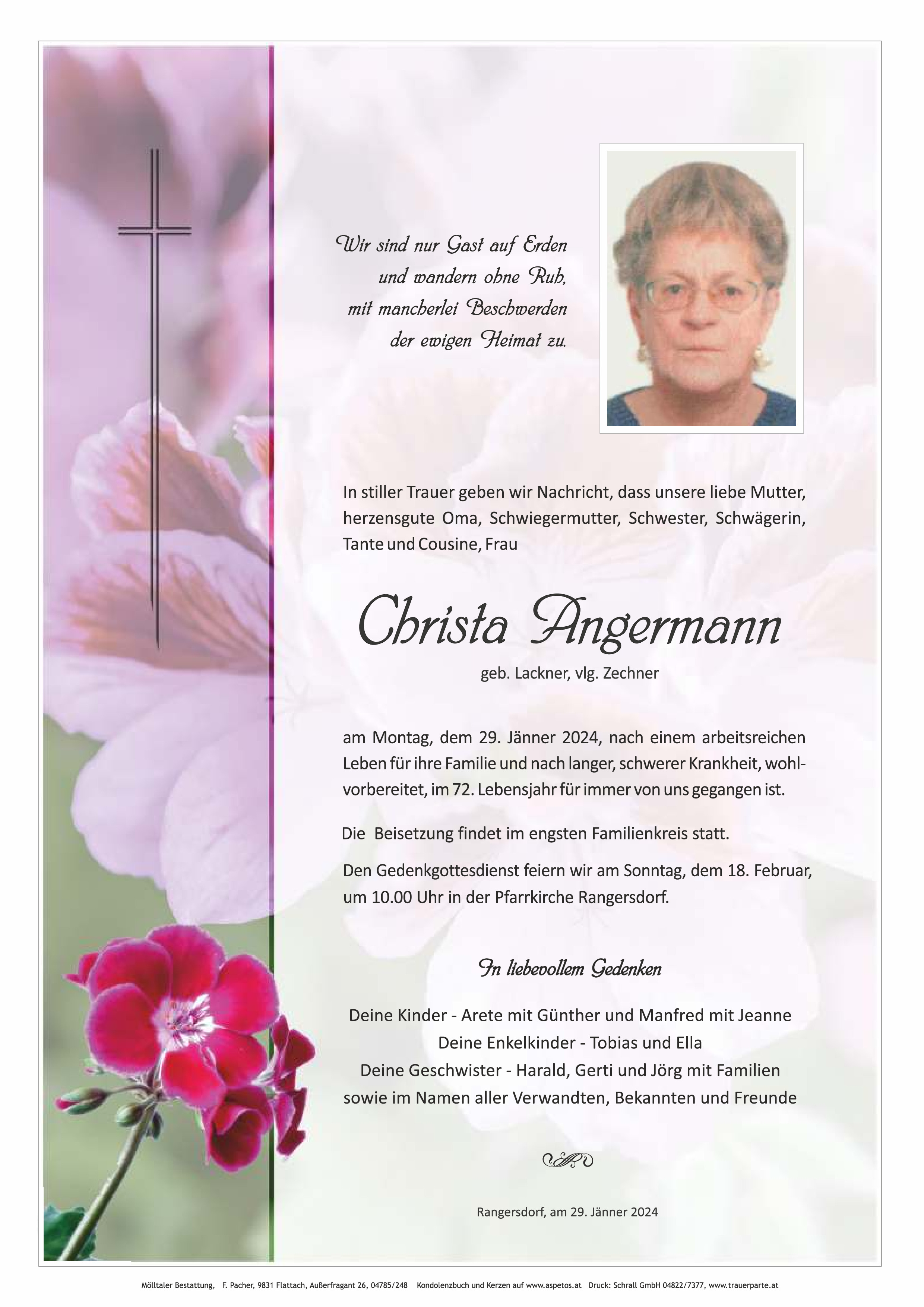 Traueranzeige von Christa Angermann