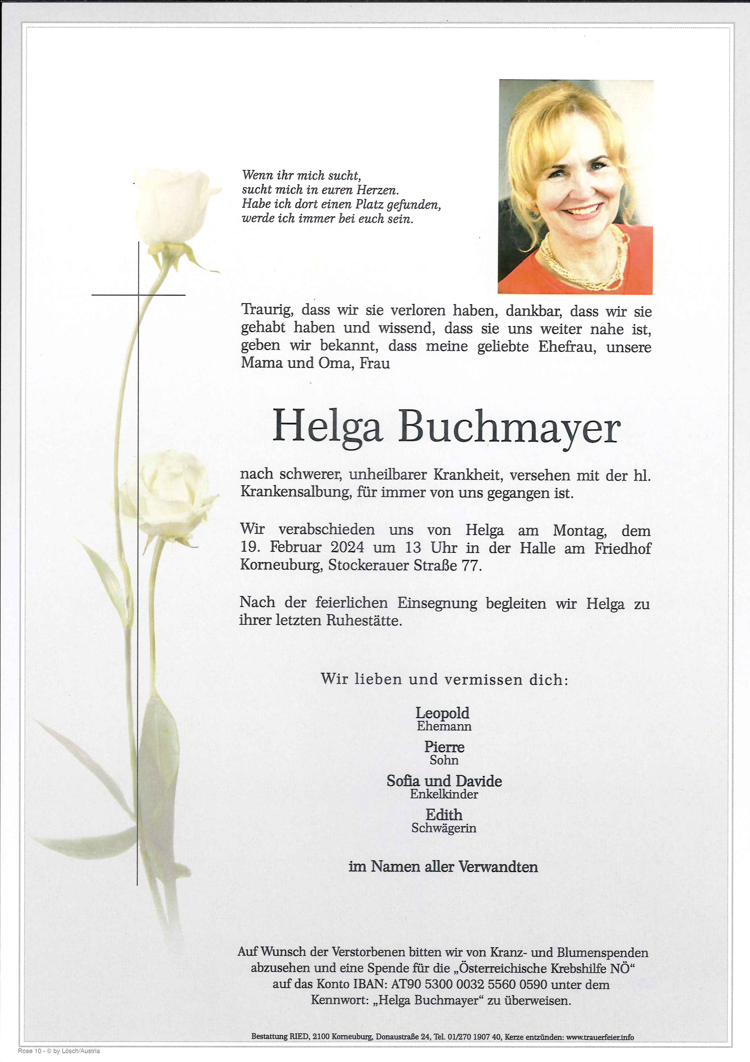 Traueranzeige von Helga Buchmayer
