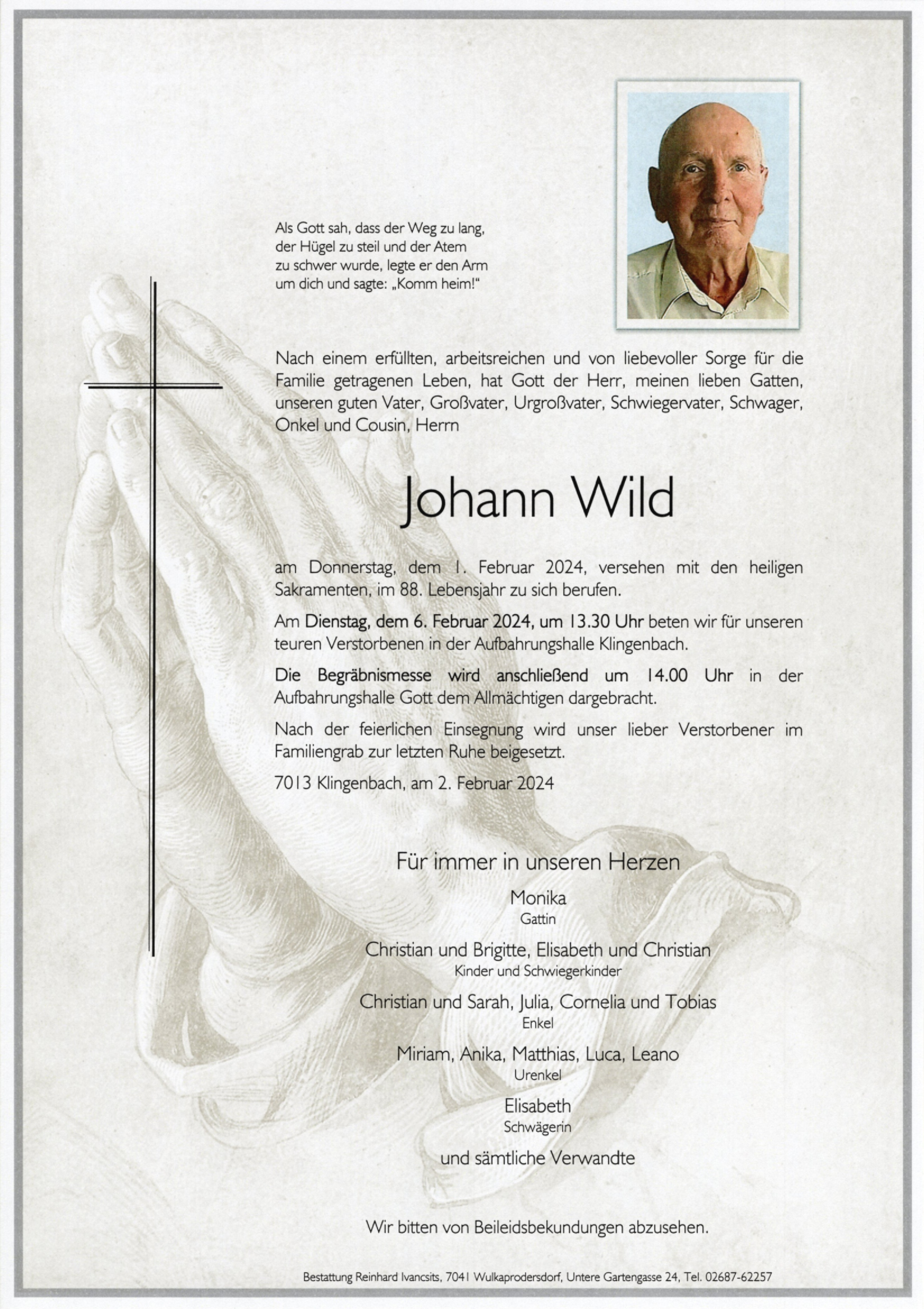 Traueranzeige von Johann Wild