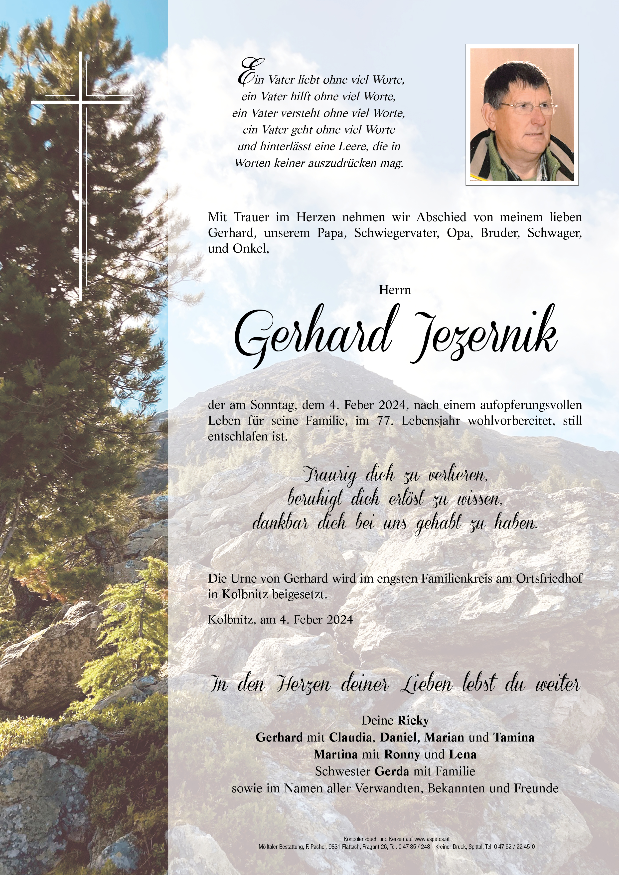 Traueranzeige von Gerhard Jezernik