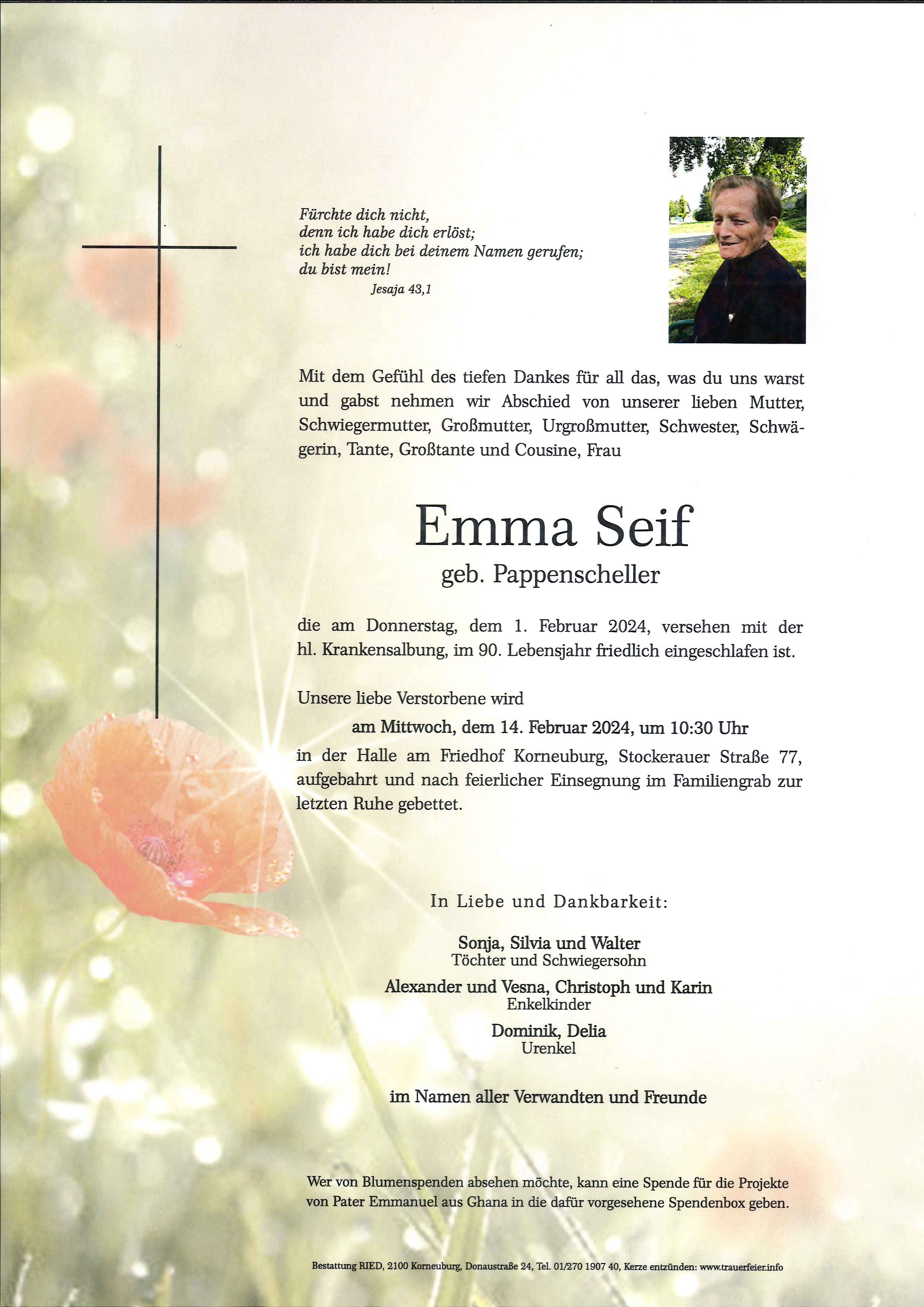 Traueranzeige von Emma Seif
