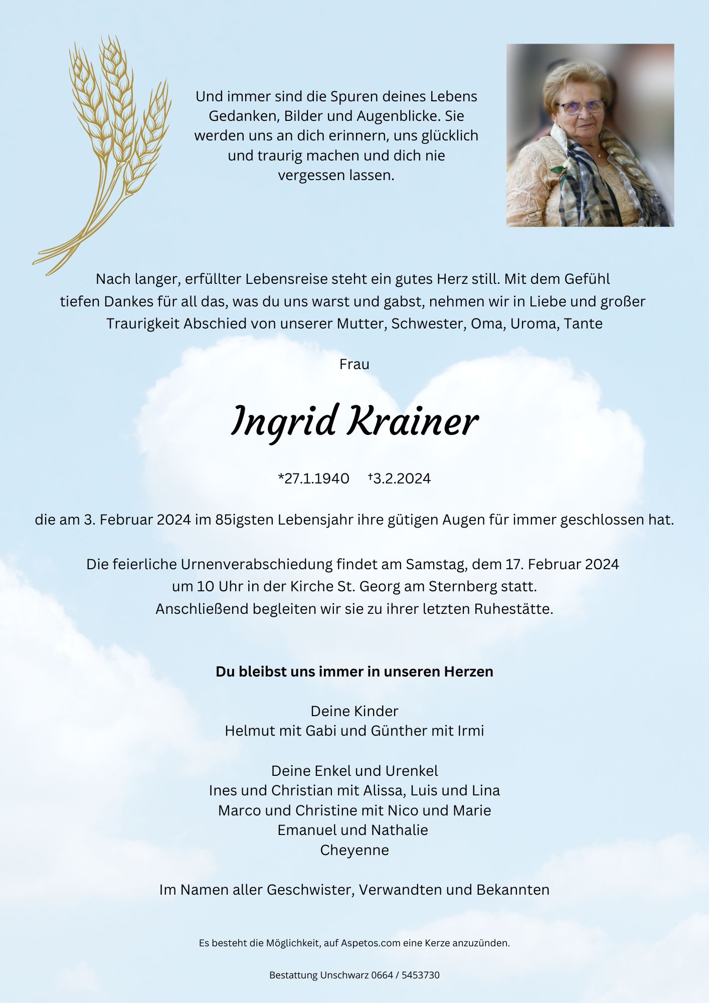 Traueranzeige von Ingrid Krainer
