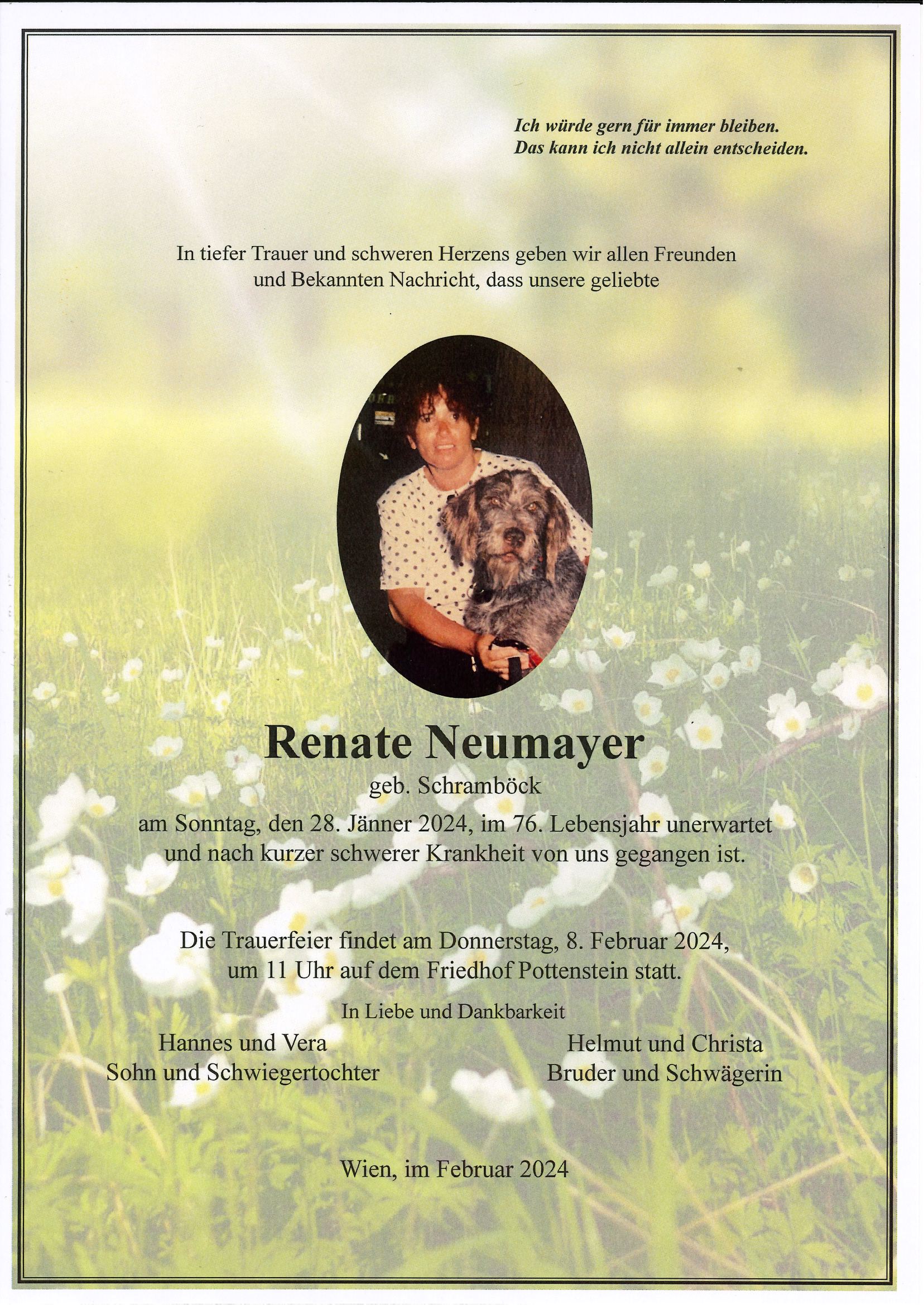 Traueranzeige von Renate Neumayer