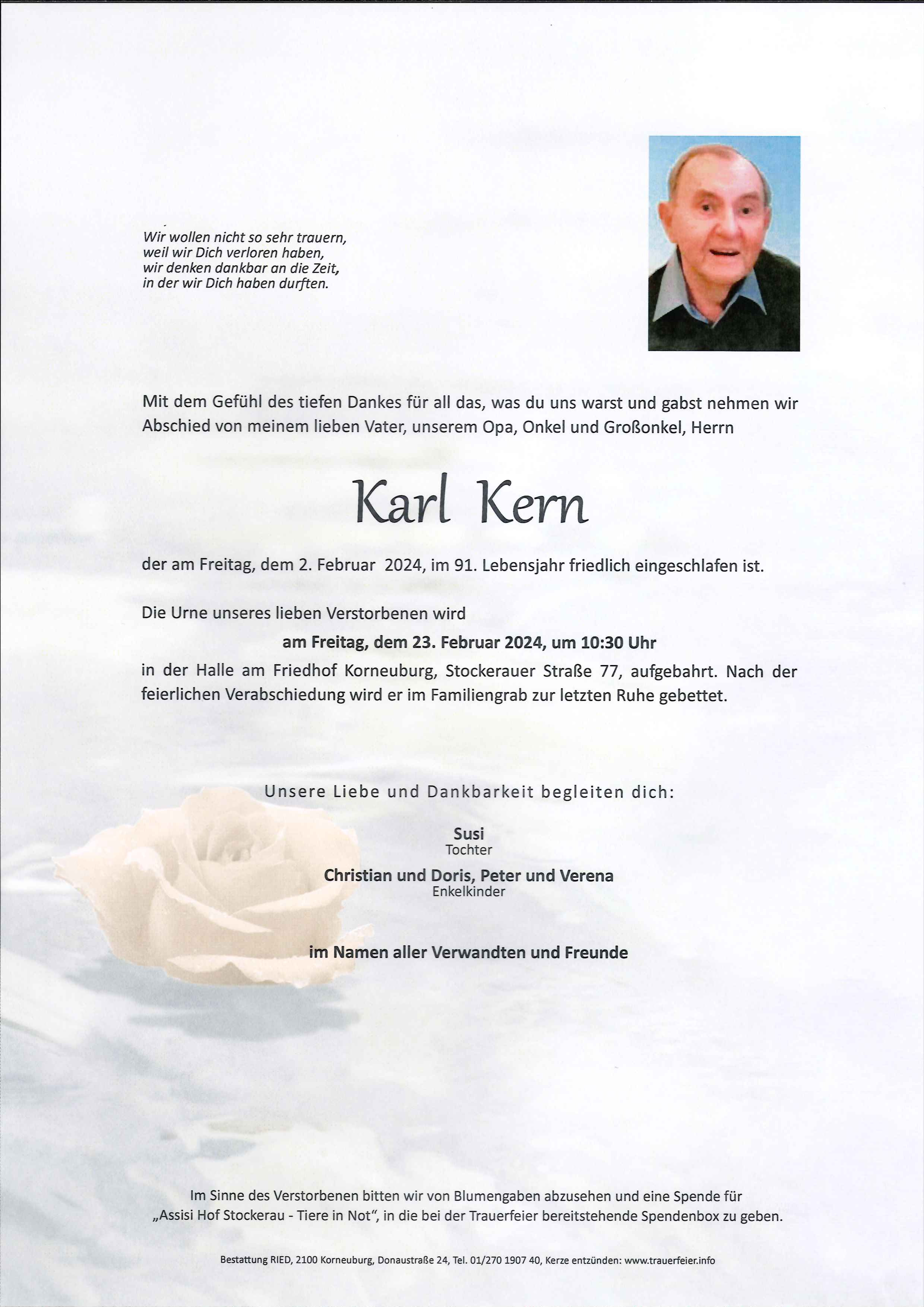 Traueranzeige von Karl Kern