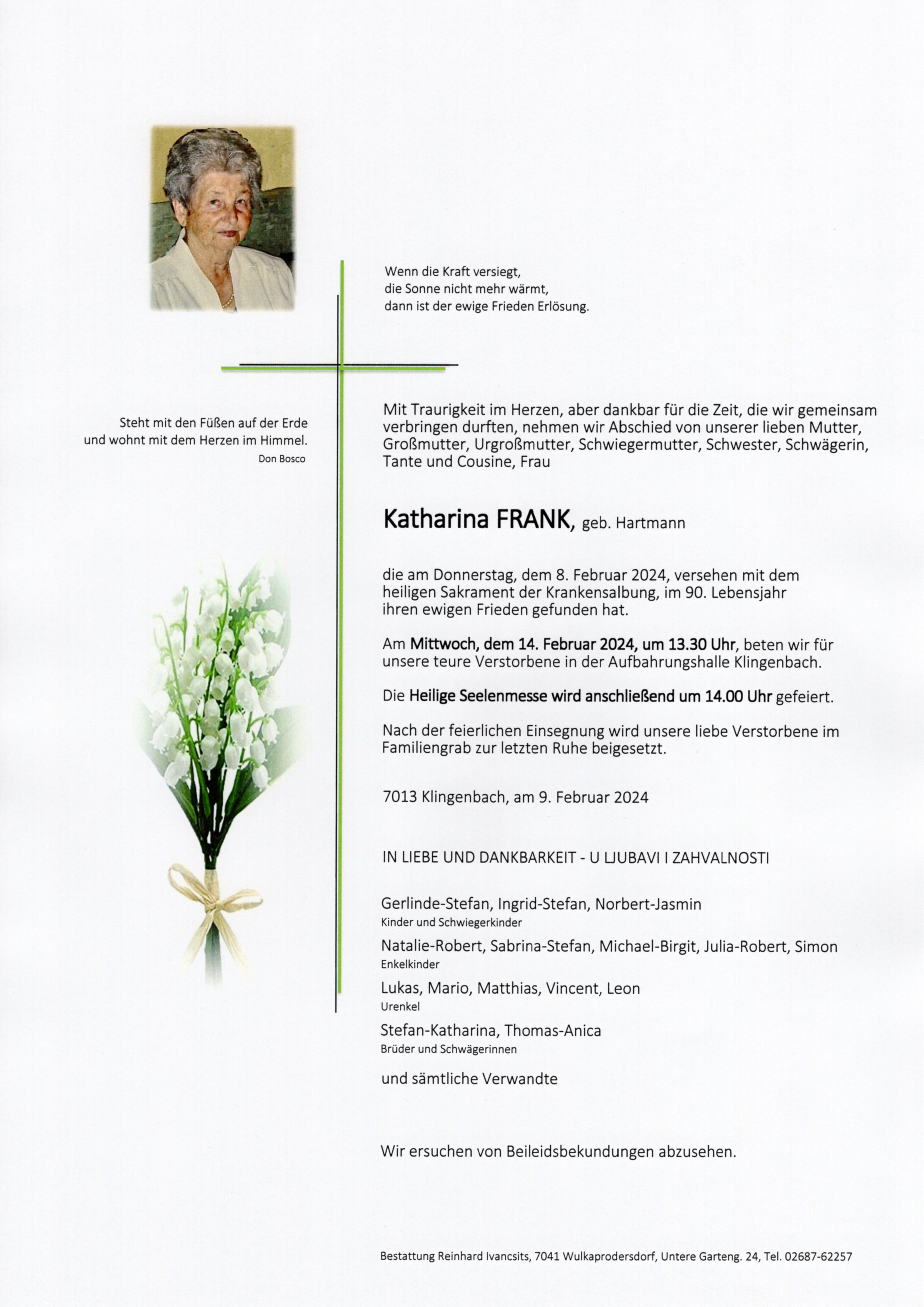 Traueranzeige von Katharina Frank