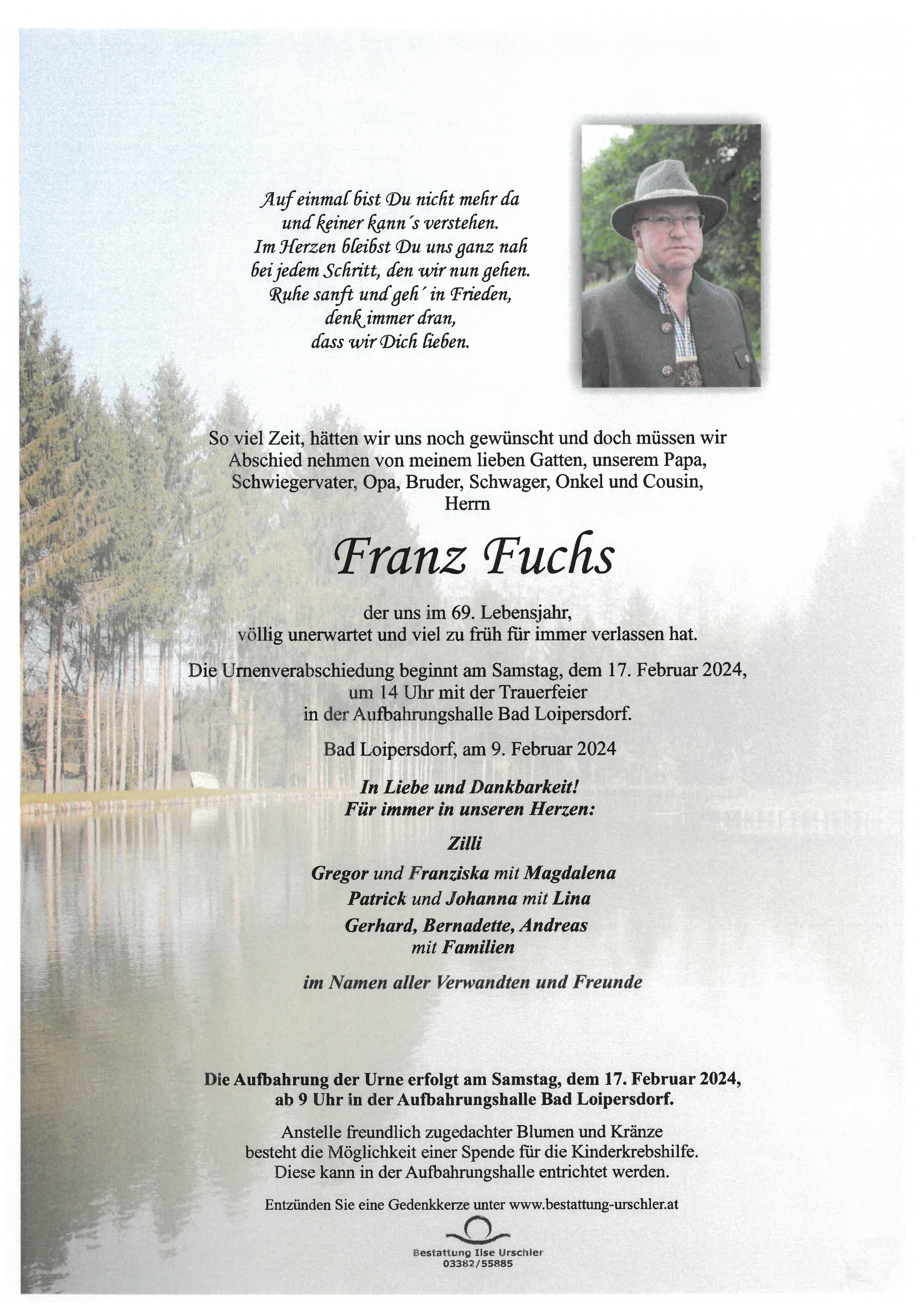 Traueranzeige von Franz Fuchs