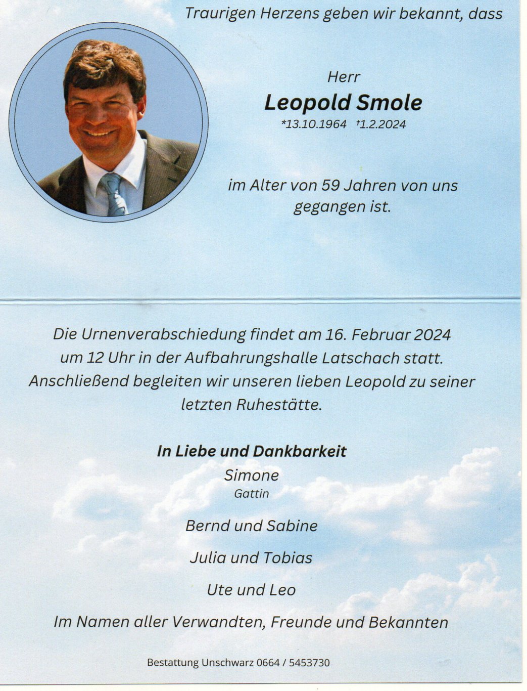 Traueranzeige von Leopold Smole