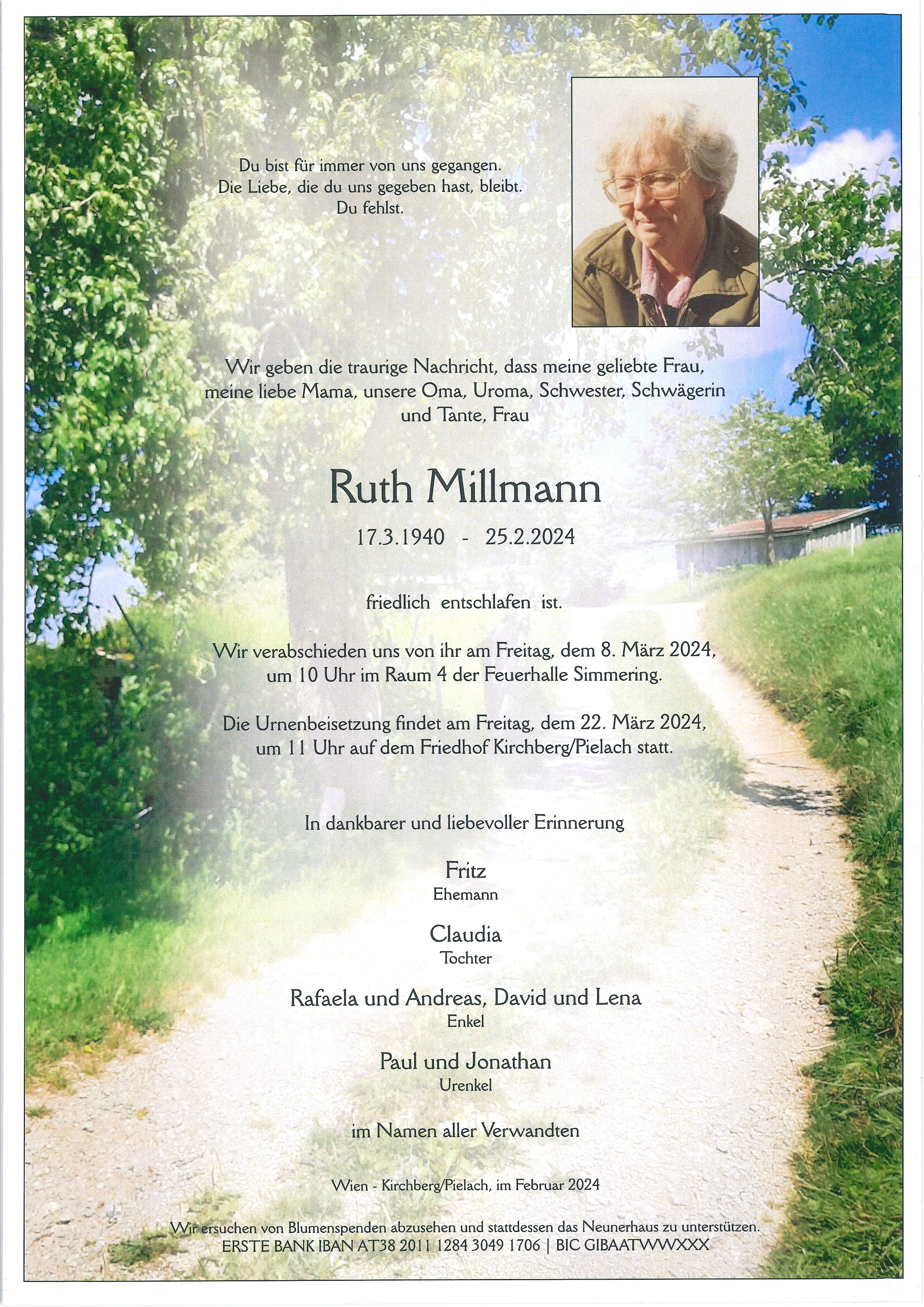 Traueranzeige von Ruth Millmann