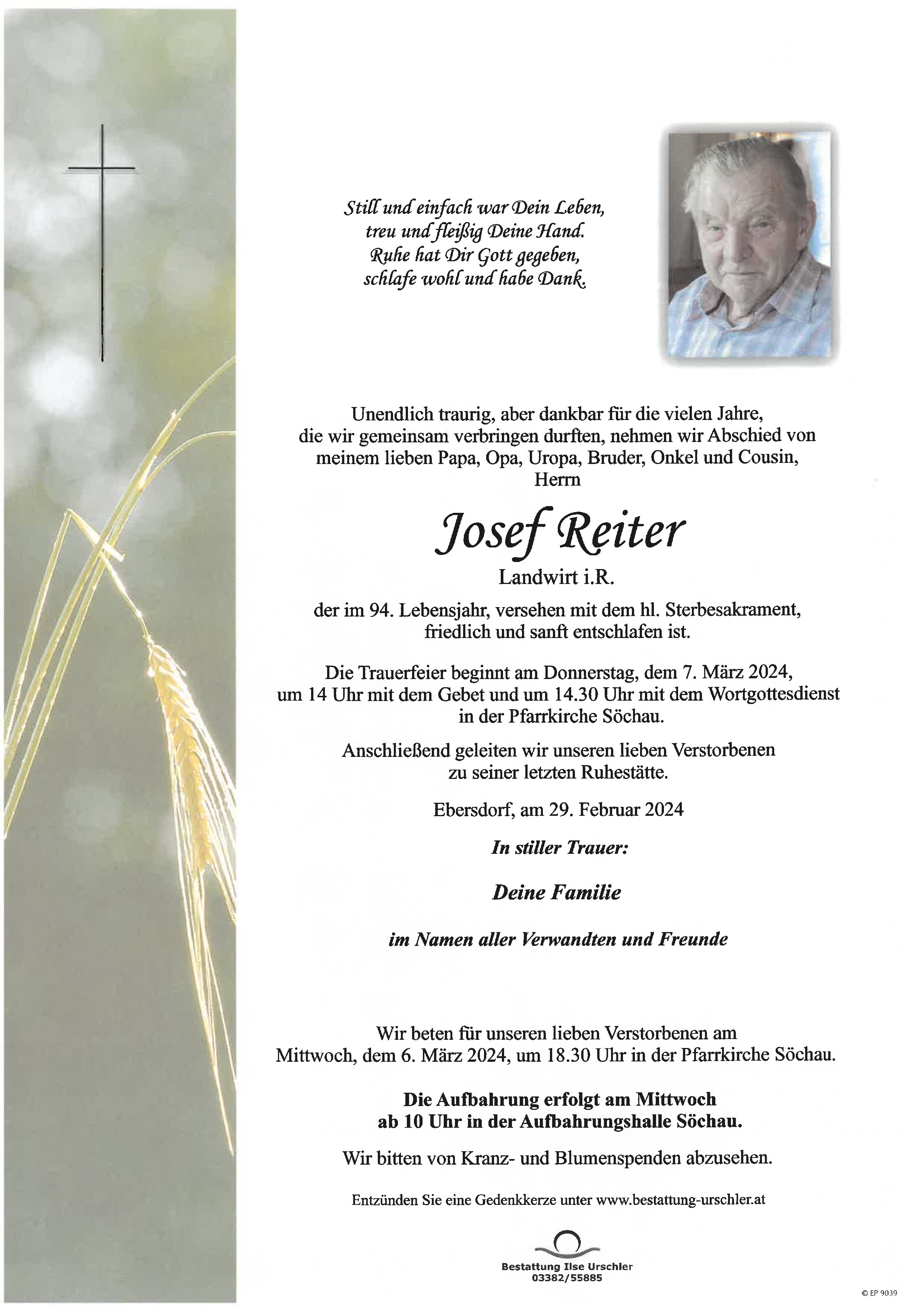 Traueranzeige von Josef Reiter