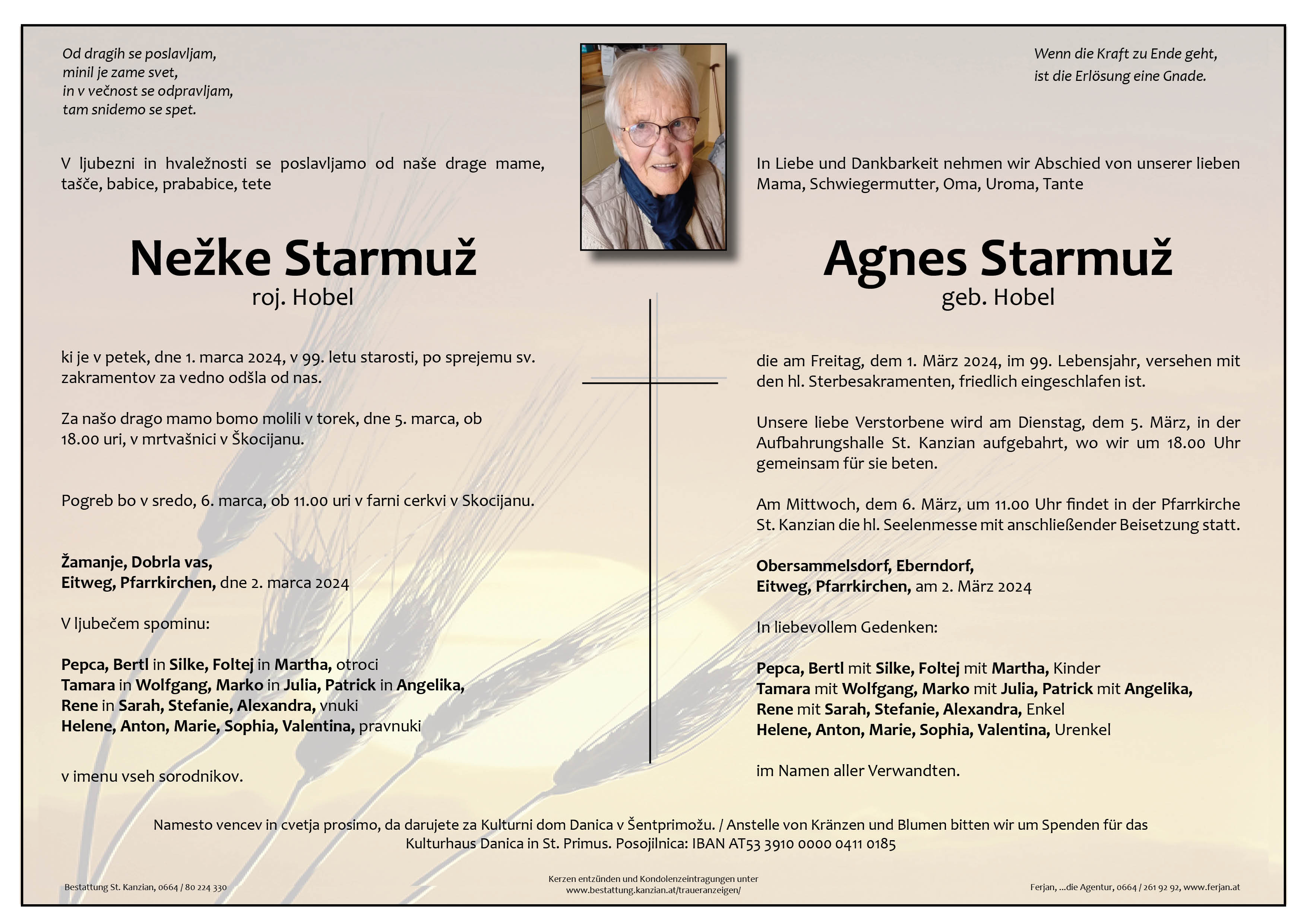 Traueranzeige von Agnes Starmuz