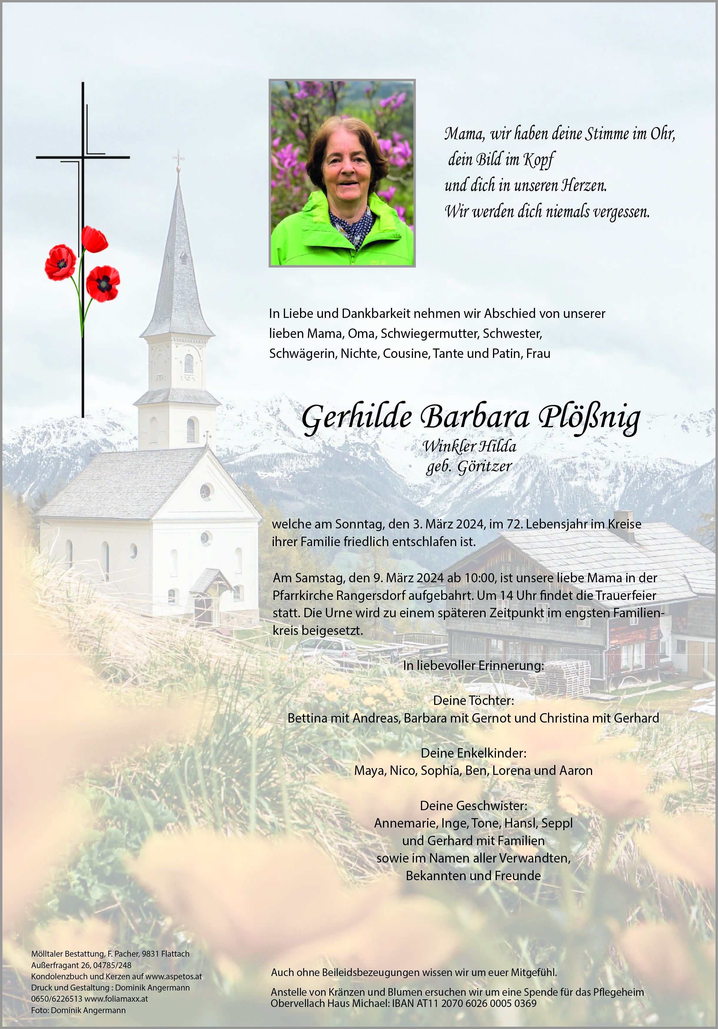 Traueranzeige von Gerhilde Plößnig