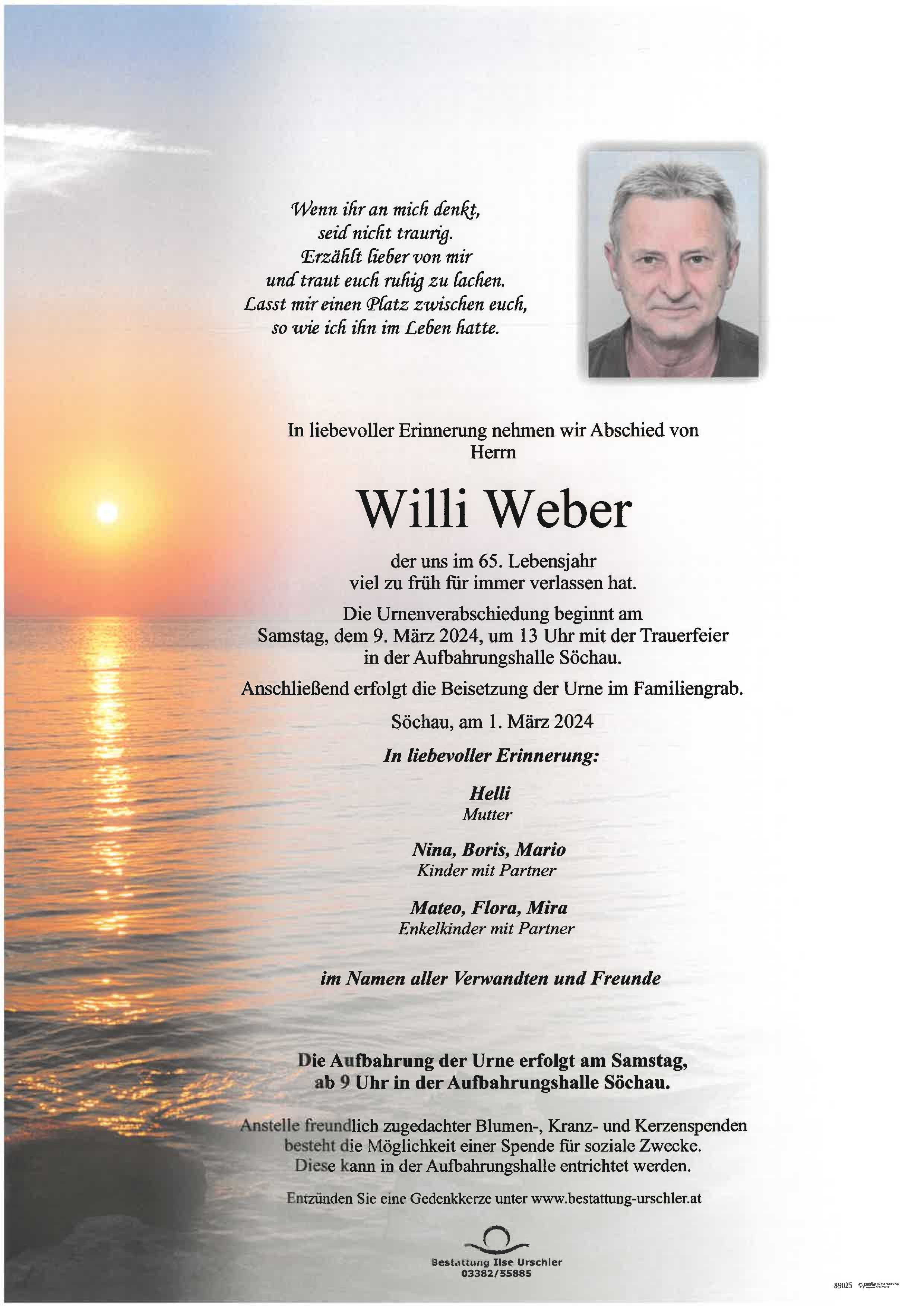Traueranzeige von Willi Weber