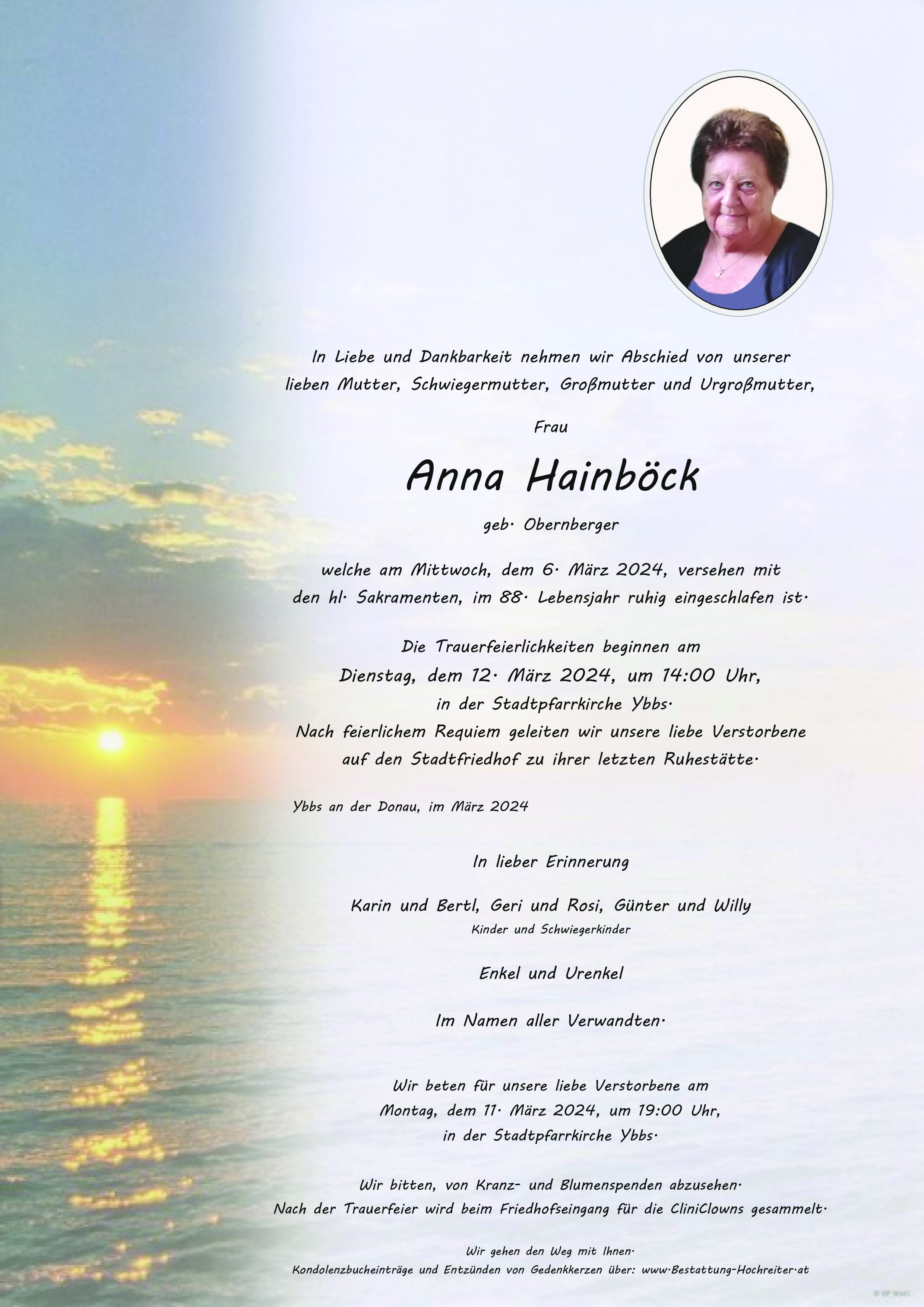 Traueranzeige von Anna Hainböck
