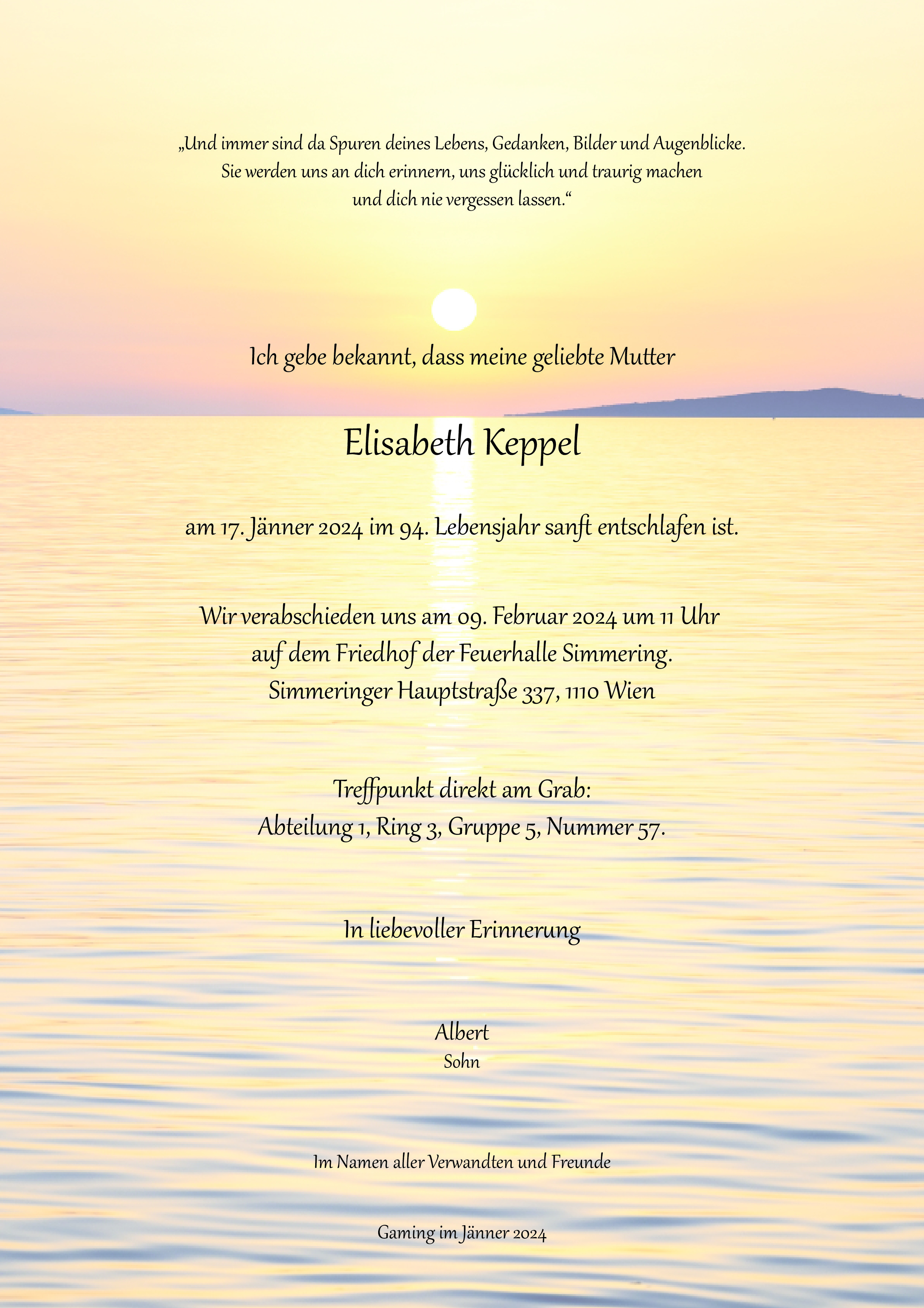 Traueranzeige von Elisabeth  Keppel