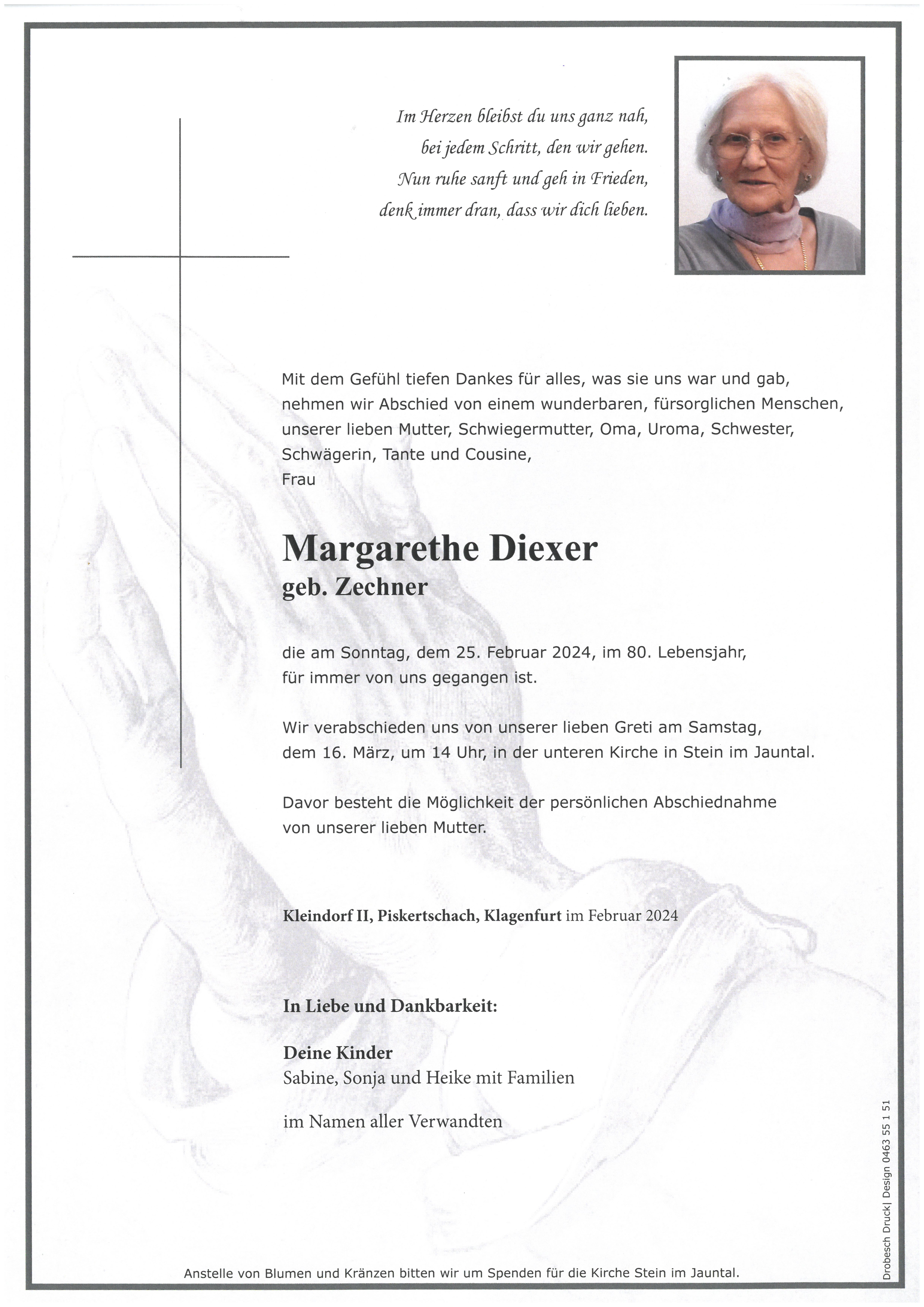 Traueranzeige von Margarethe Diexer