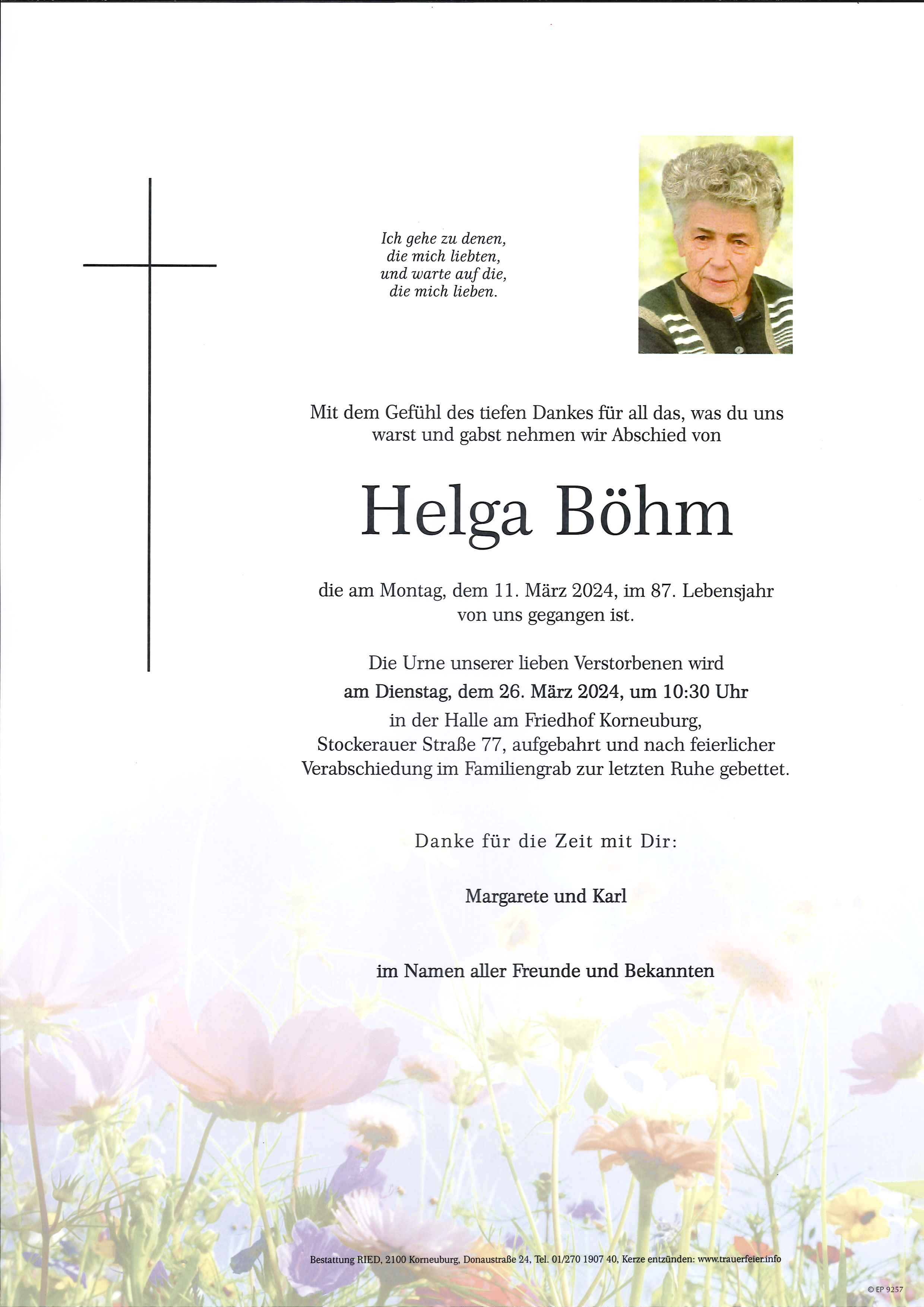 Traueranzeige von Helga Böhm