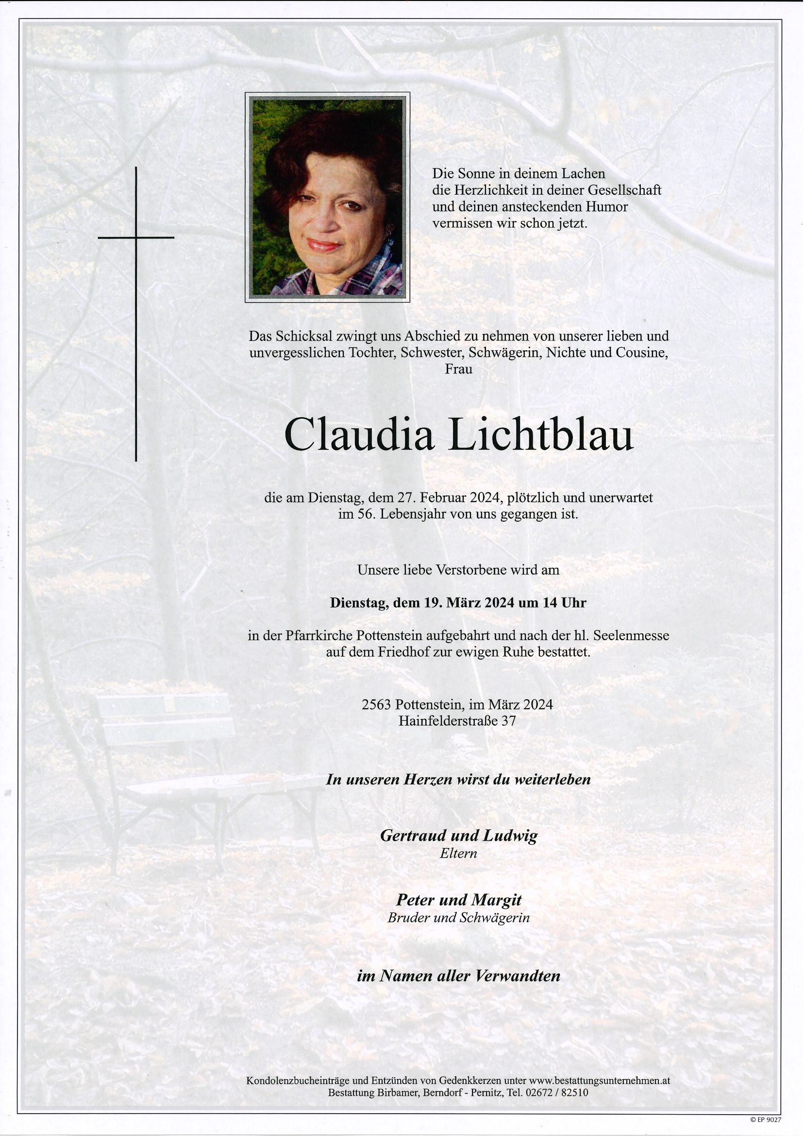 Traueranzeige von Claudia Lichtblau