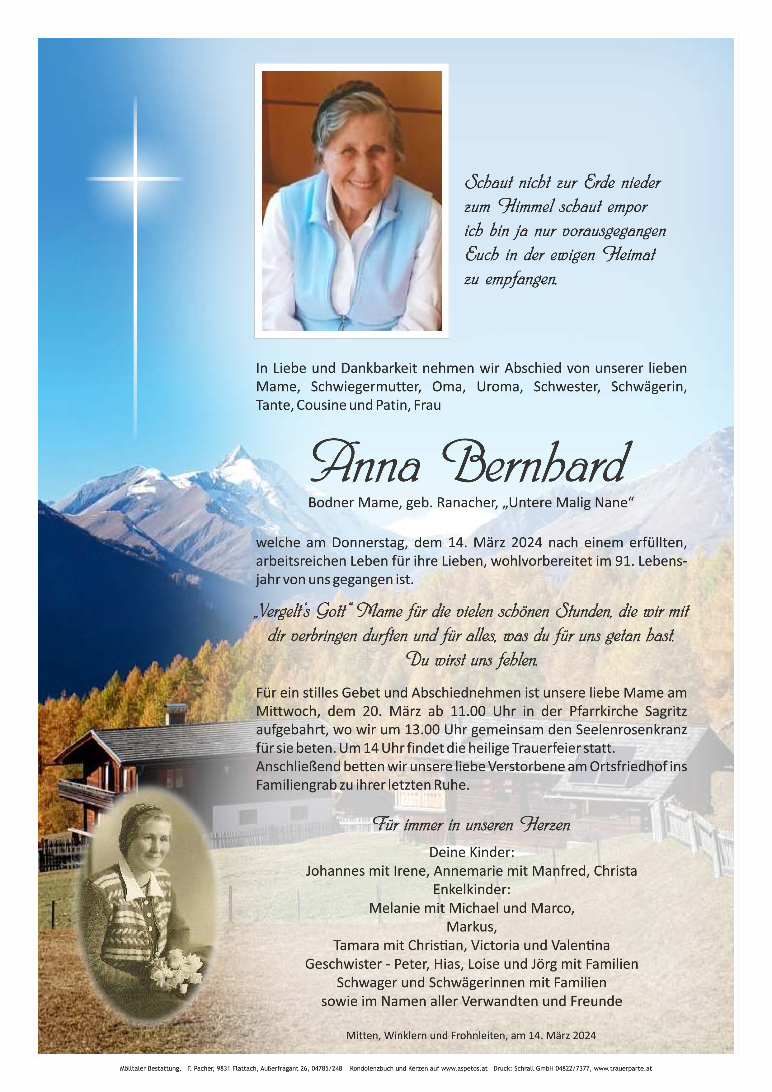 Traueranzeige von Anna Bernhard
