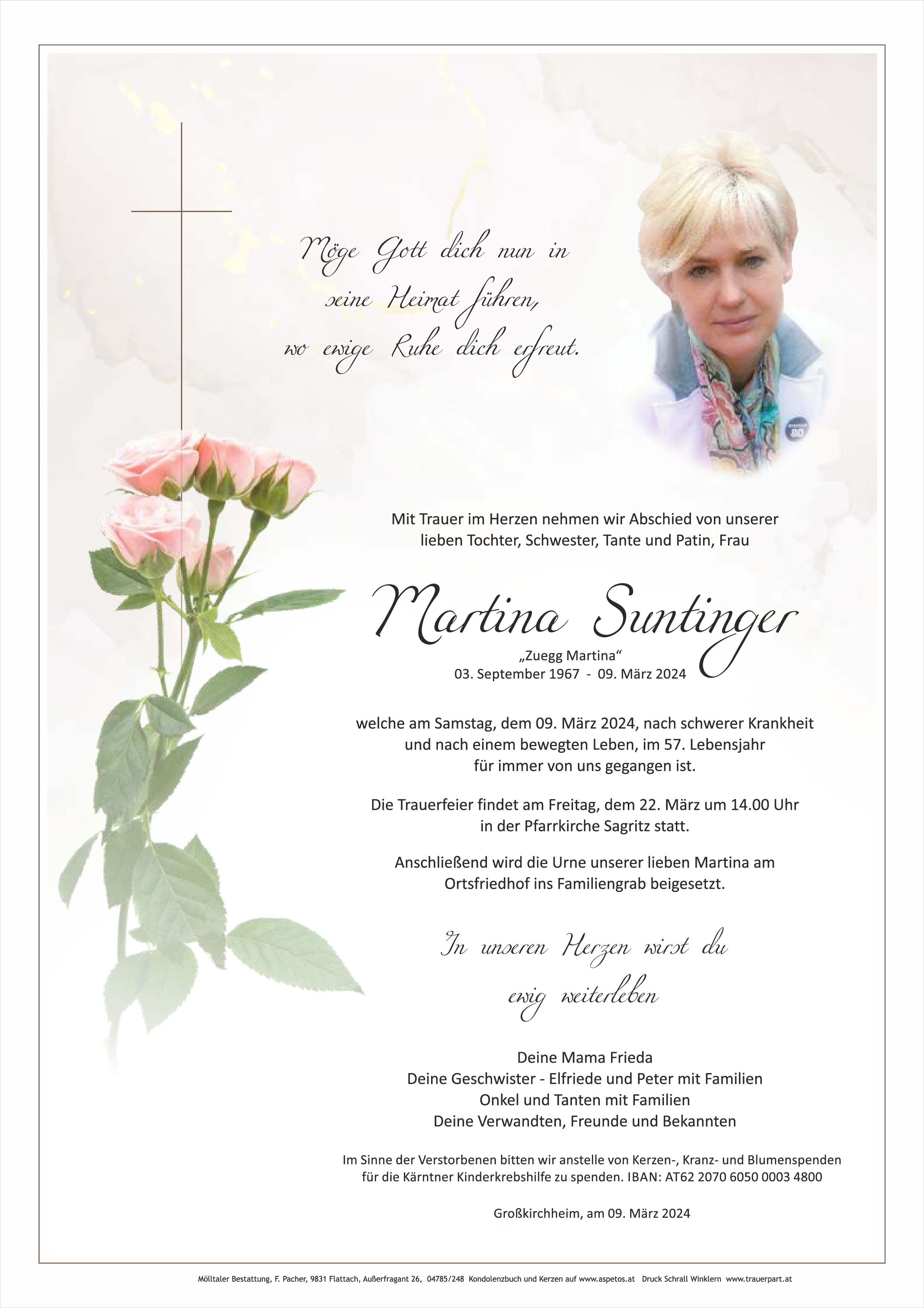 Traueranzeige von Martina Suntinger