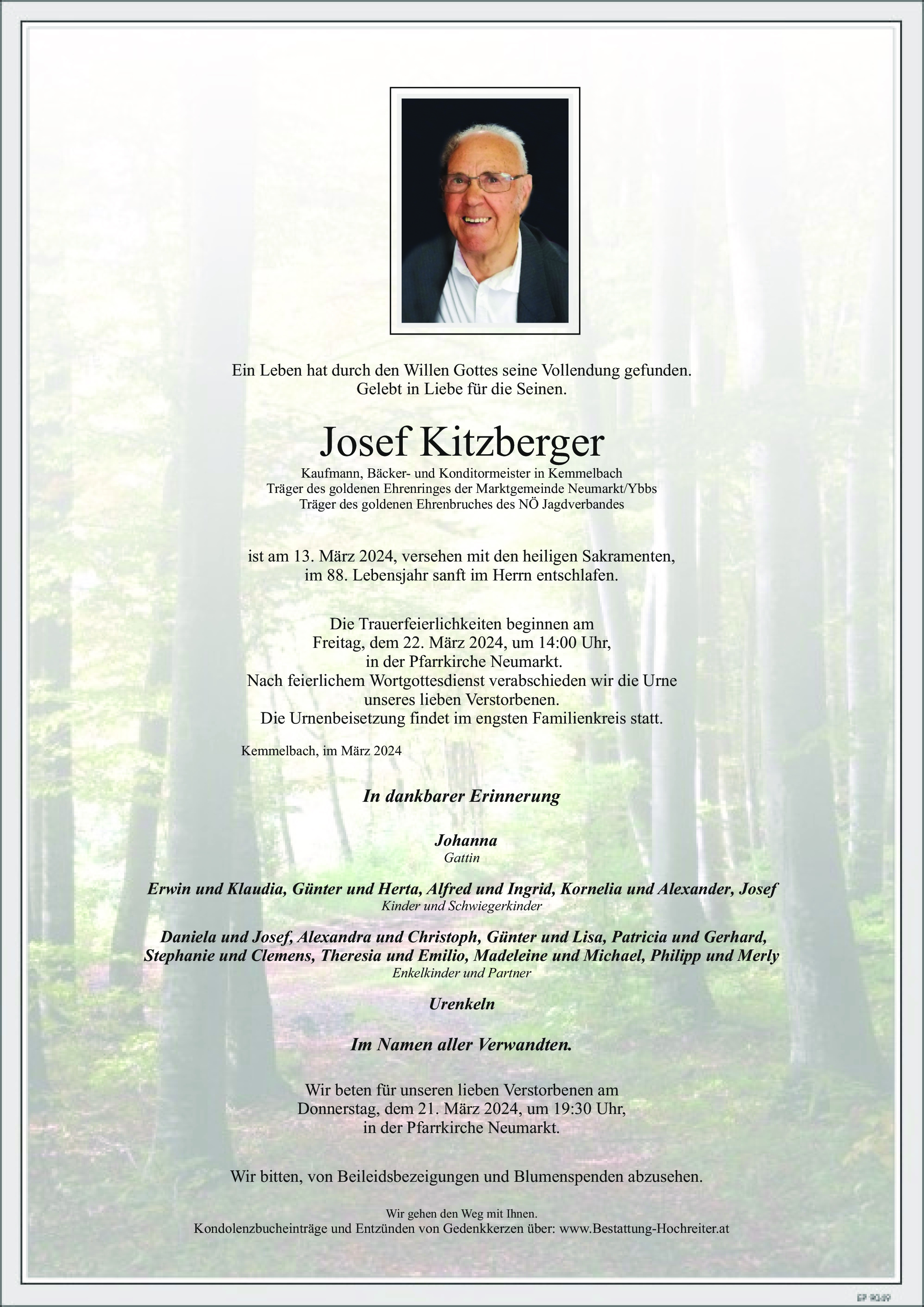 Traueranzeige von Josef Kitzberger