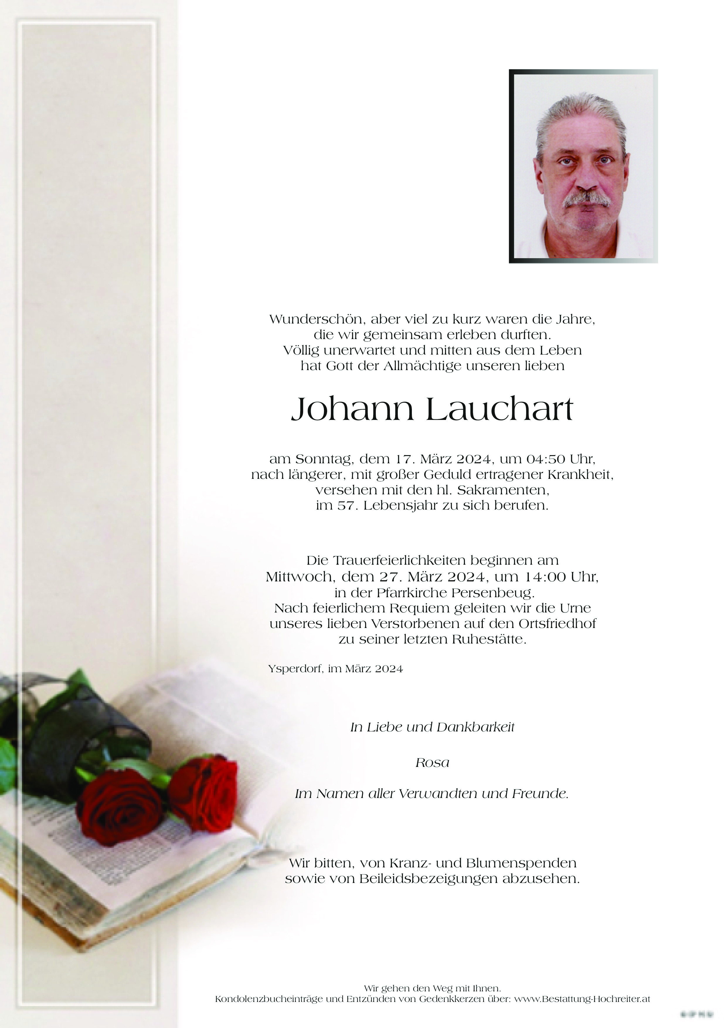 Traueranzeige von Johann Lauchart