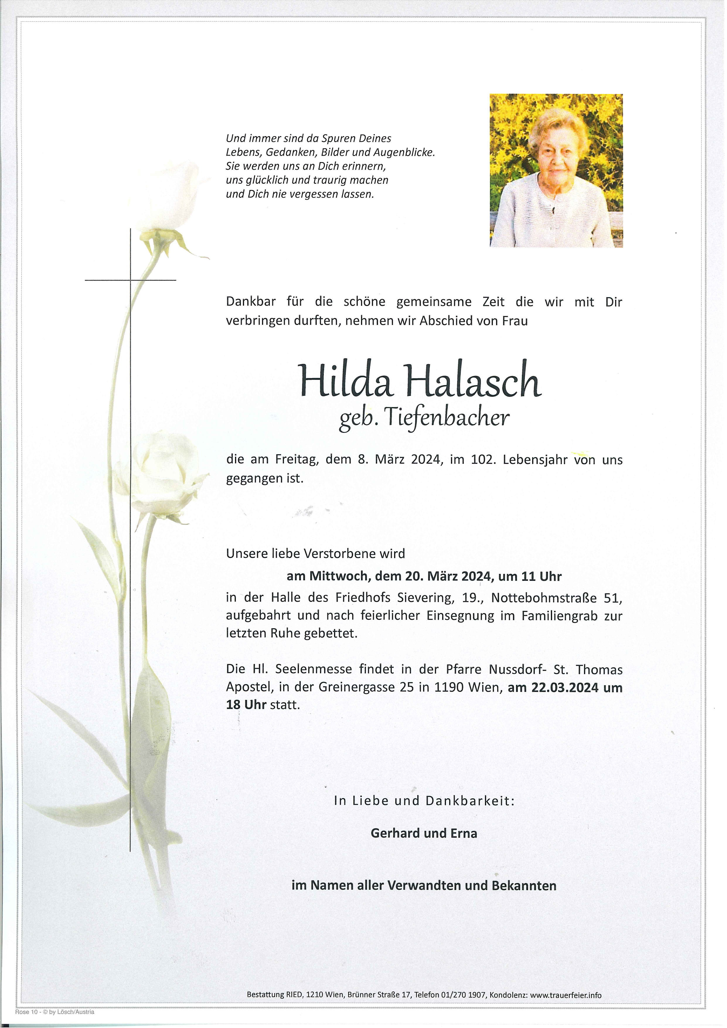 Traueranzeige von Hilda Halasch