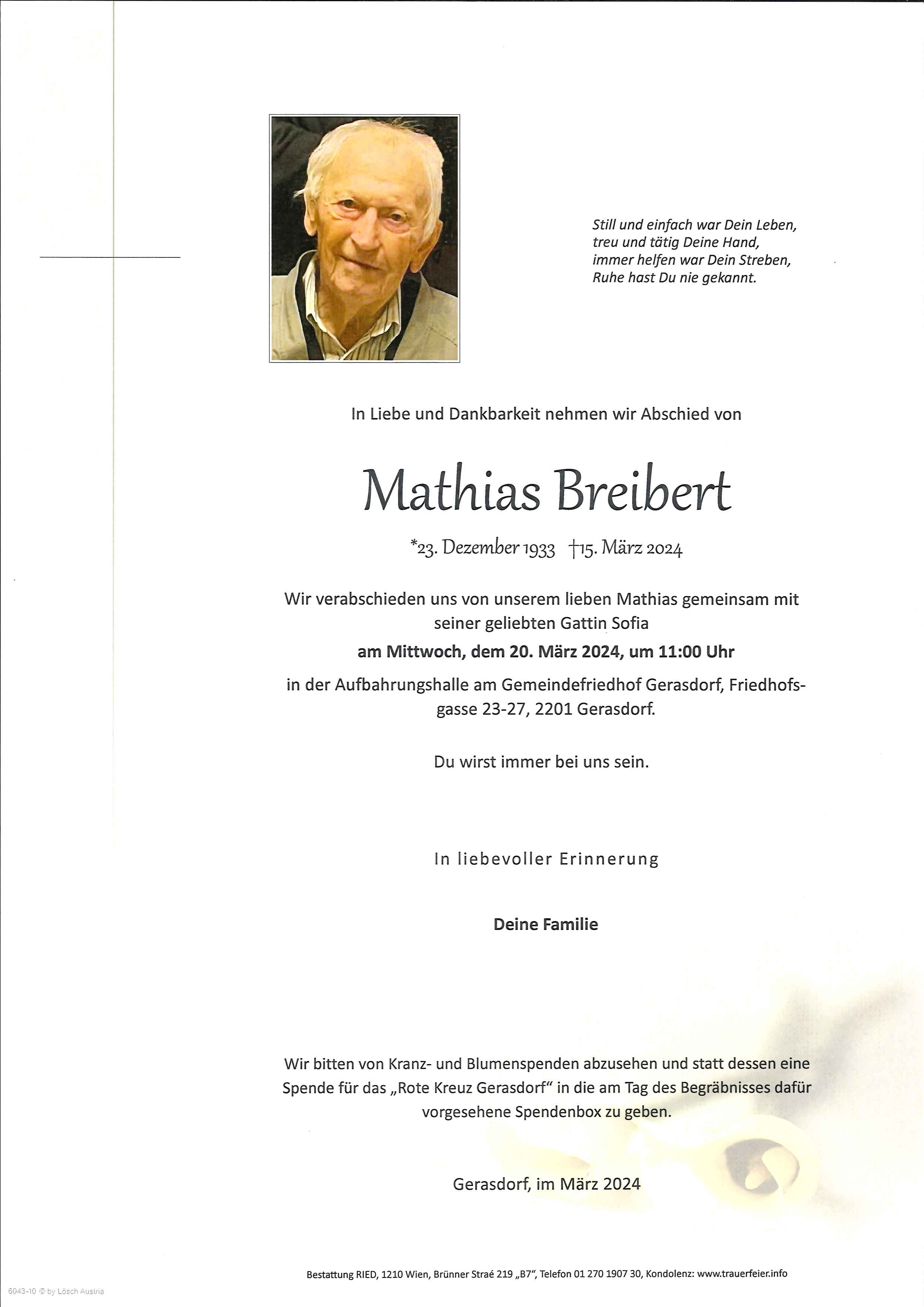 Traueranzeige von Mathias Breibert